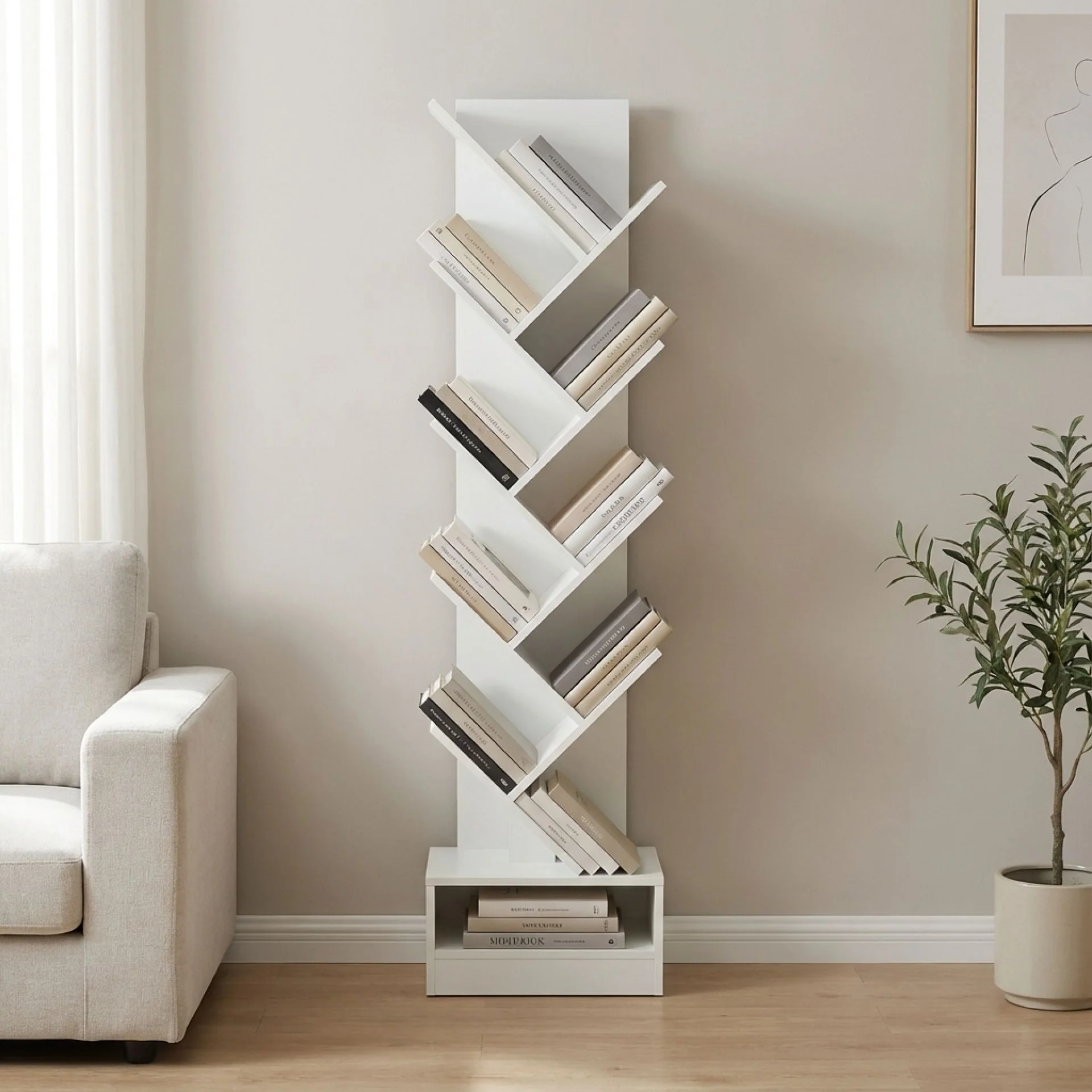 Briza 9 Tier Tree Bookshelf - White - Image 6