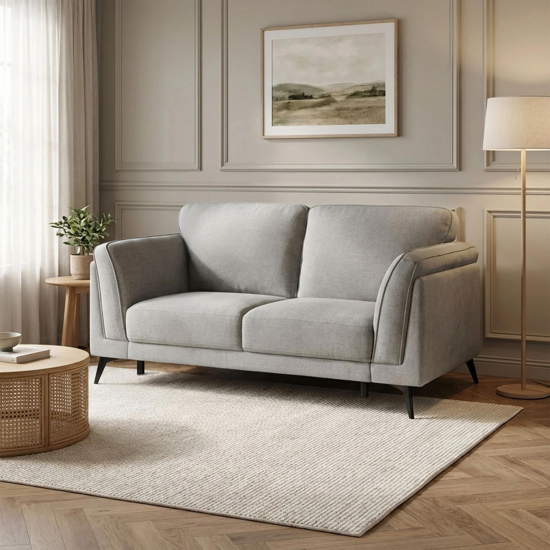 Brulo Linen 2 Seater Sofa - Grey