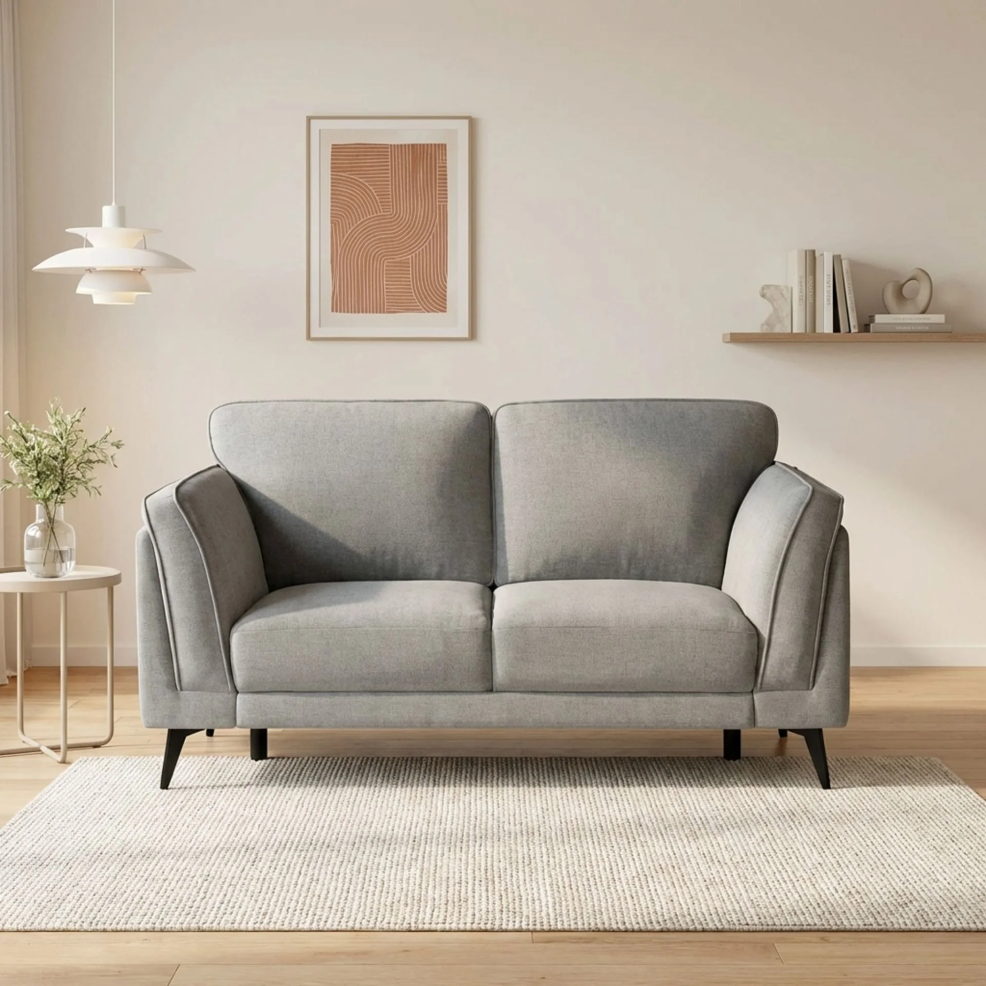 Brulo Linen 2 Seater Sofa - Grey - Image 4