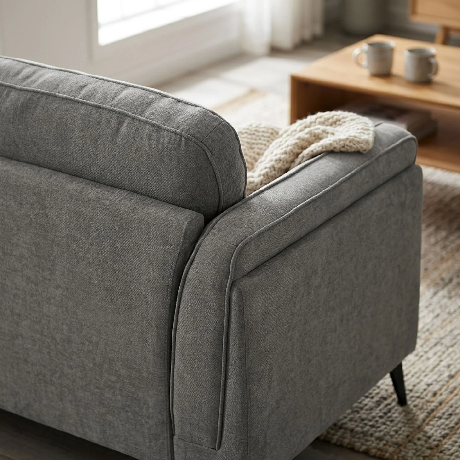 Brulo Linen 2 Seater Sofa - Grey - Image 5