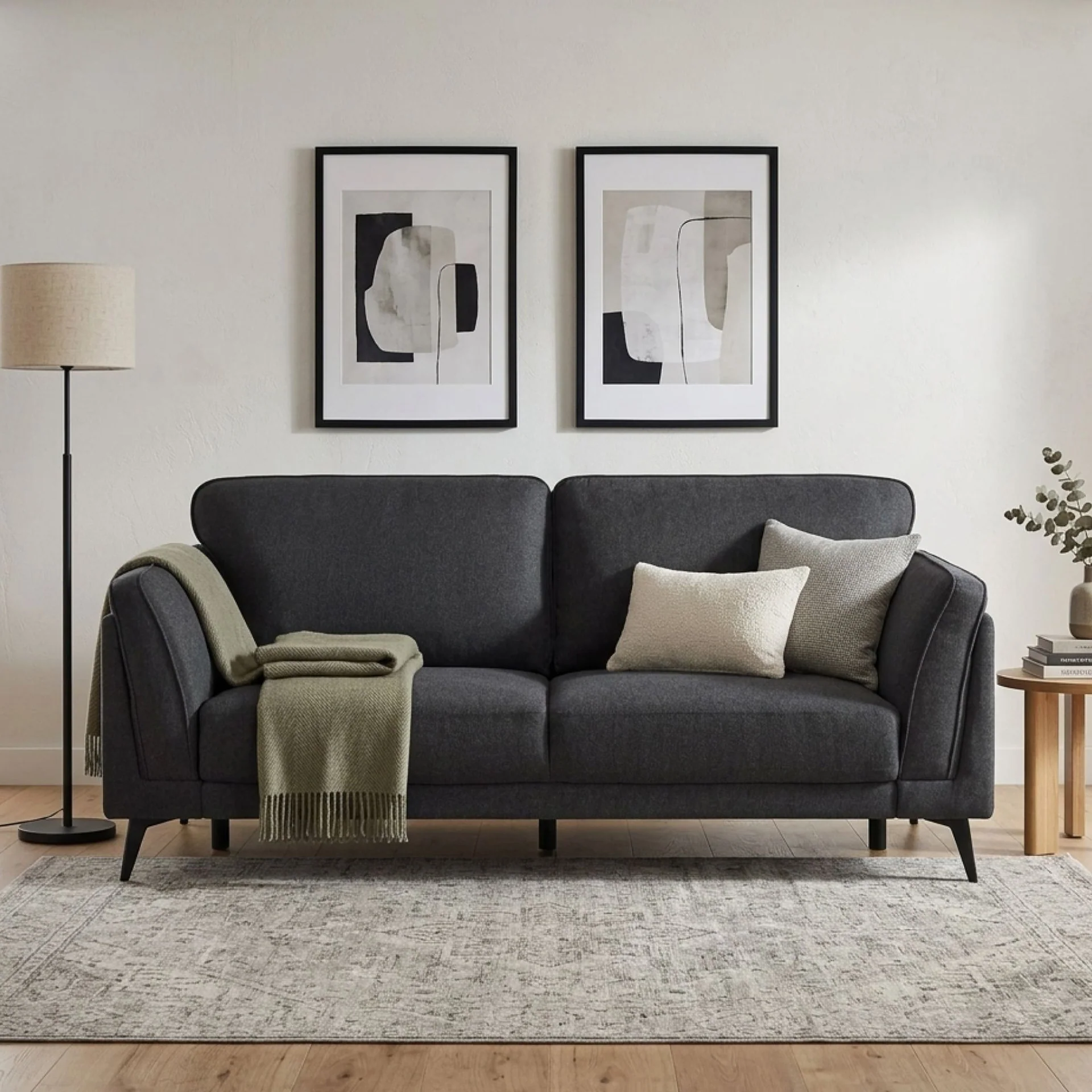 Brulo Linen 3 Seater Sofa - Dark Grey
