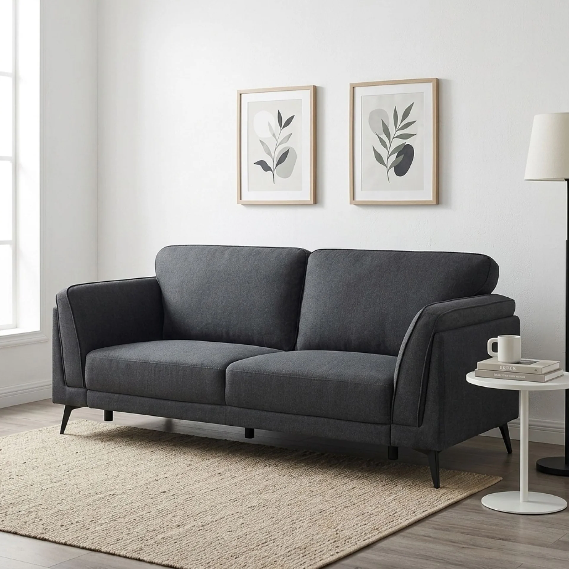 Brulo Linen 3 Seater Sofa - Dark Grey - Image 5