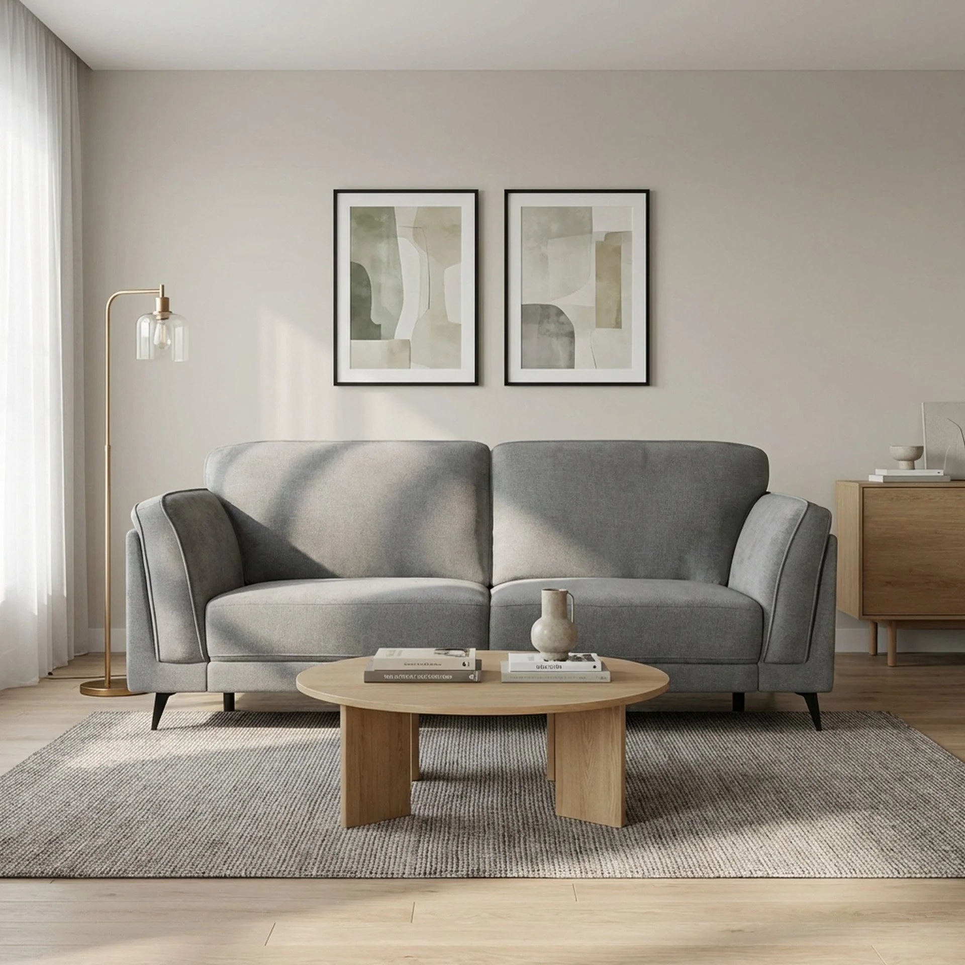 Brulo Linen 3 Seater Sofa - Grey - Image 3