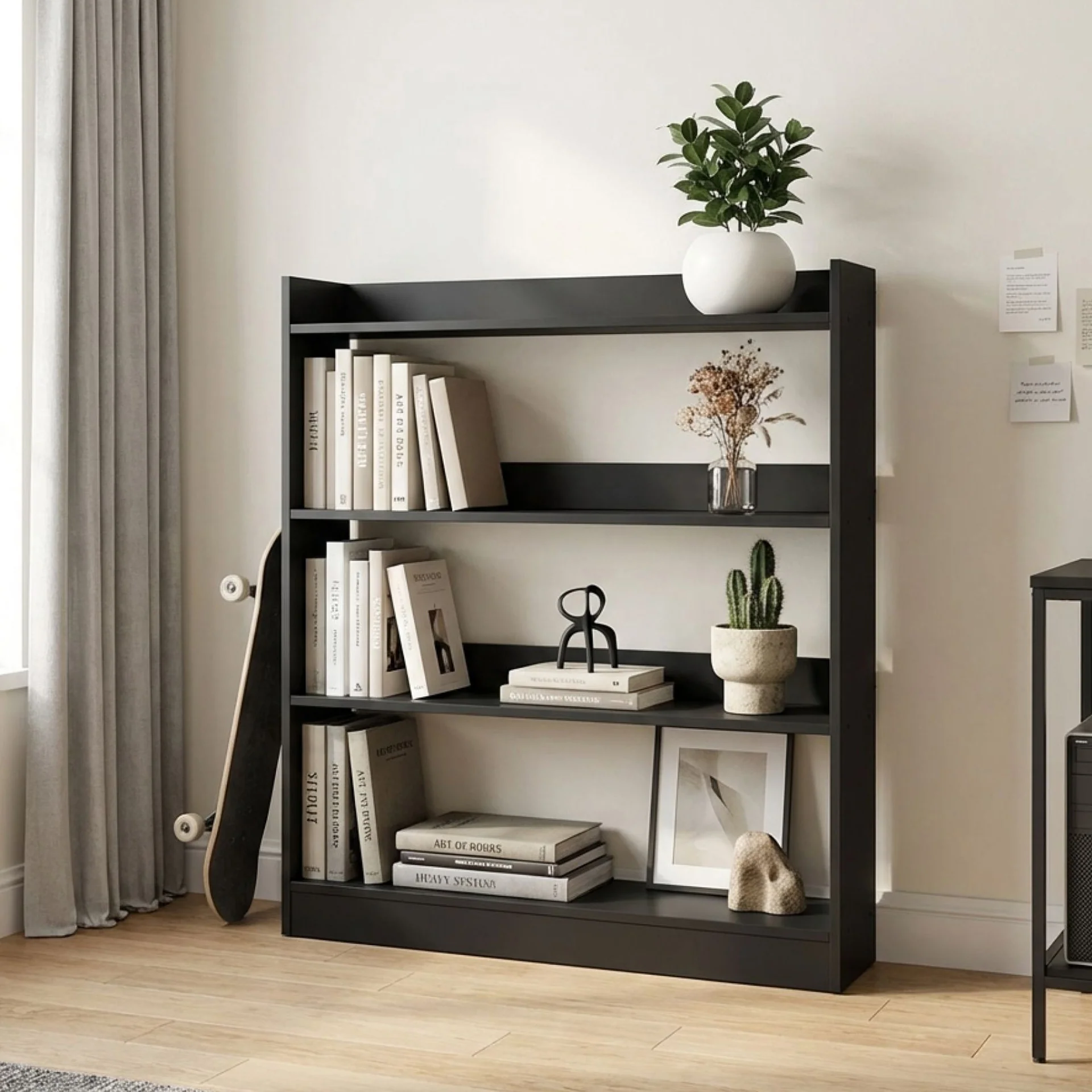 Bulls 100cm 4 Tier Bookshelf - Black