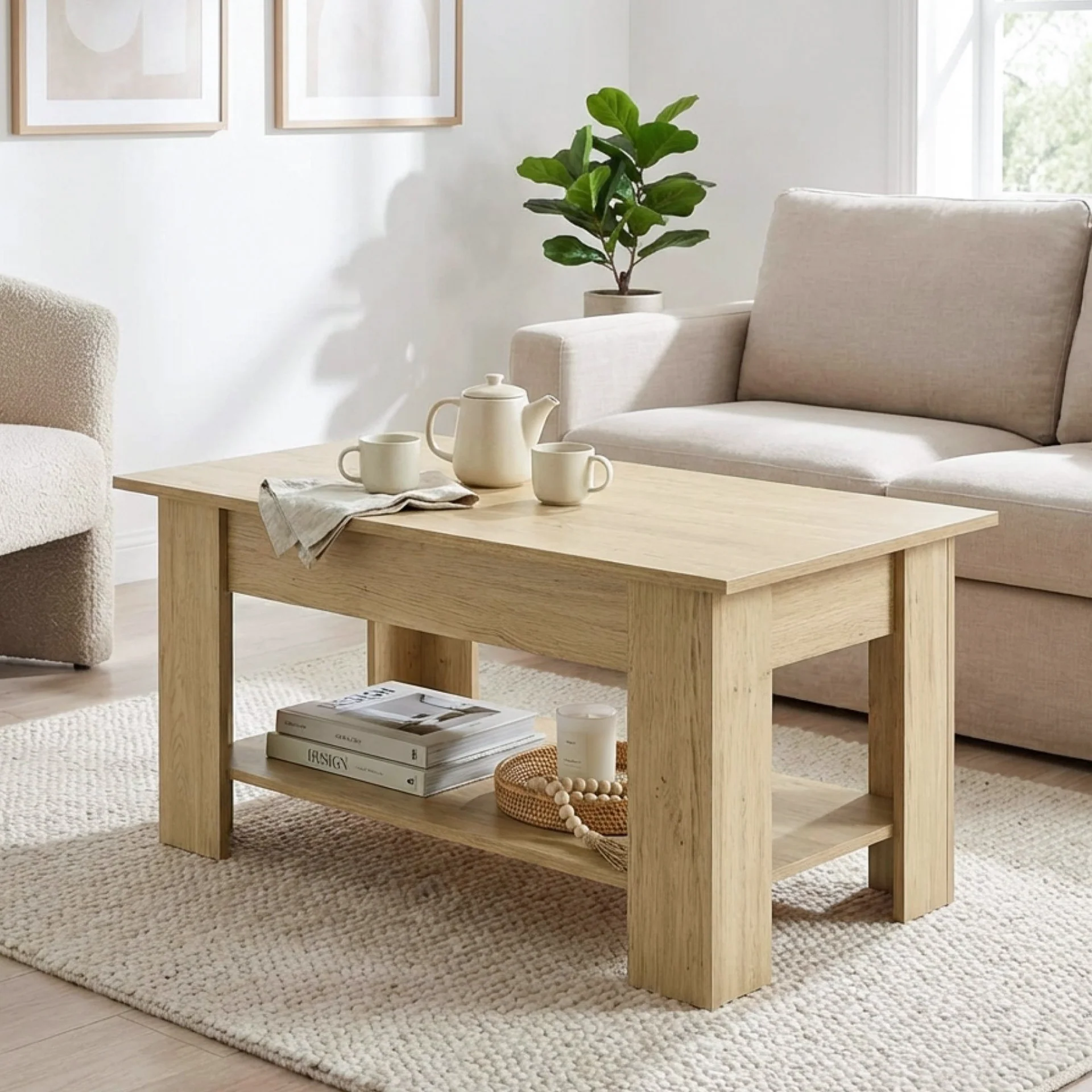 Cache Lift Top Coffee Table - Oak - Image 2