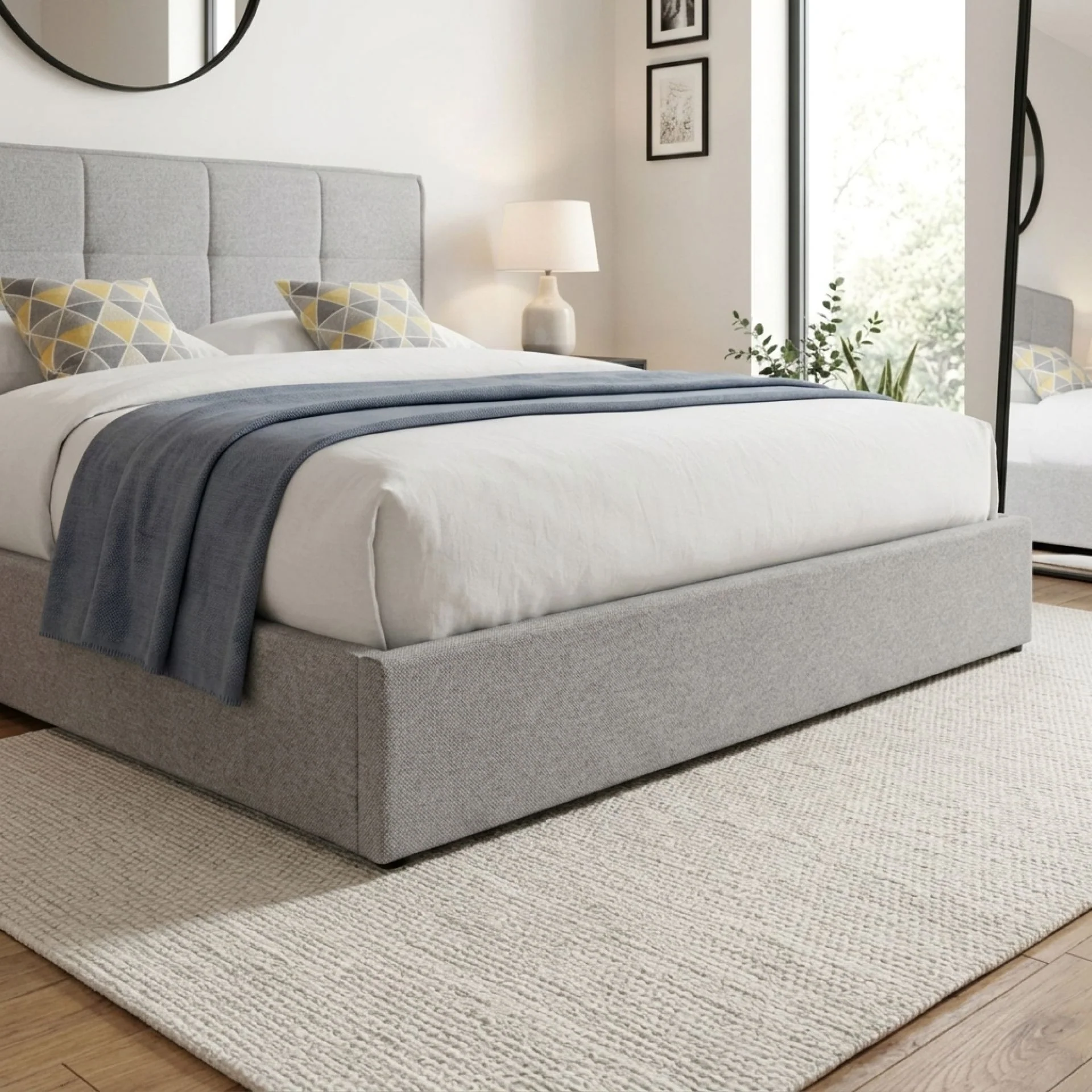Calma Super King Gas Lift Bed Frame - Light Grey - Image 8