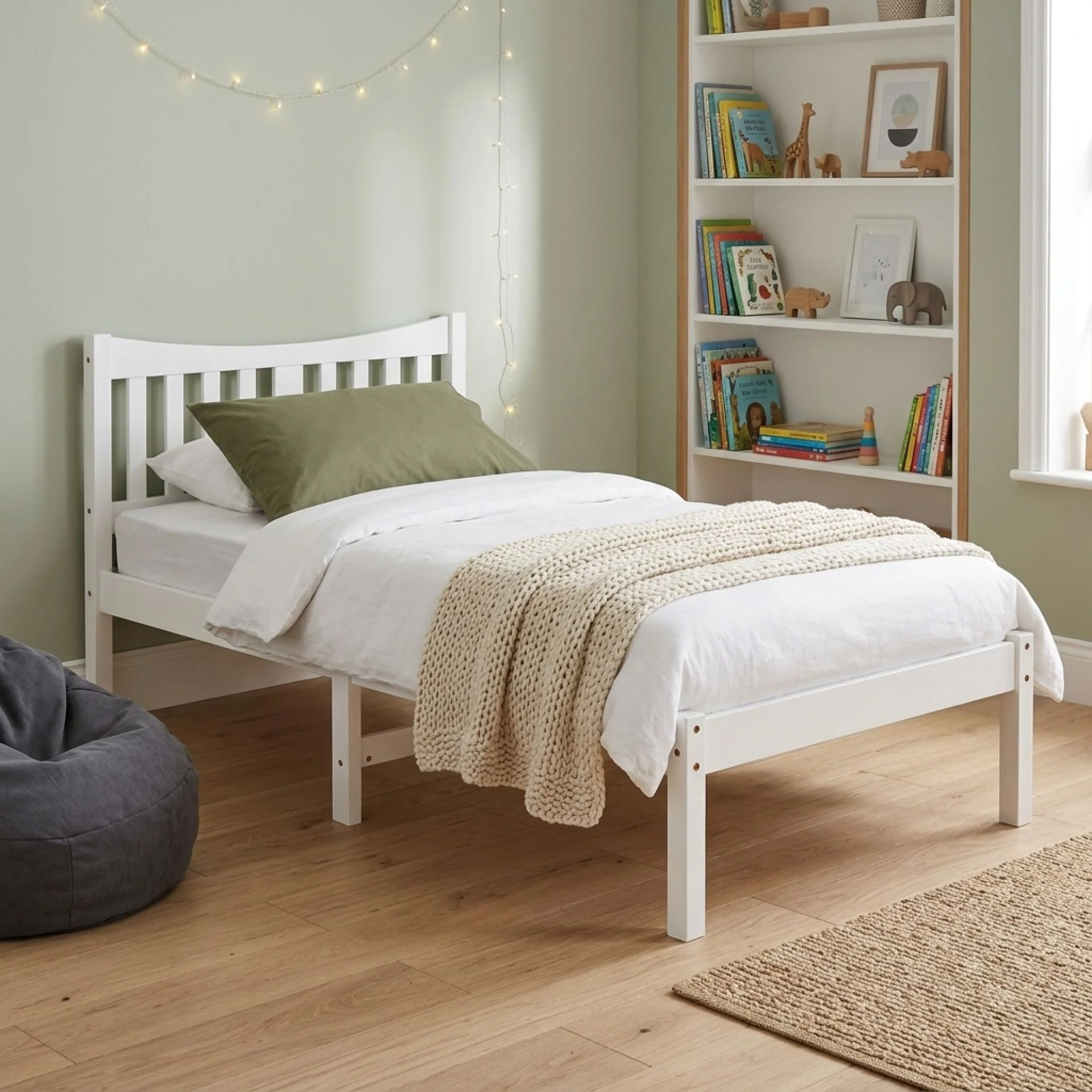 Capra King Single Wooden Bed Frame - White - Image 4