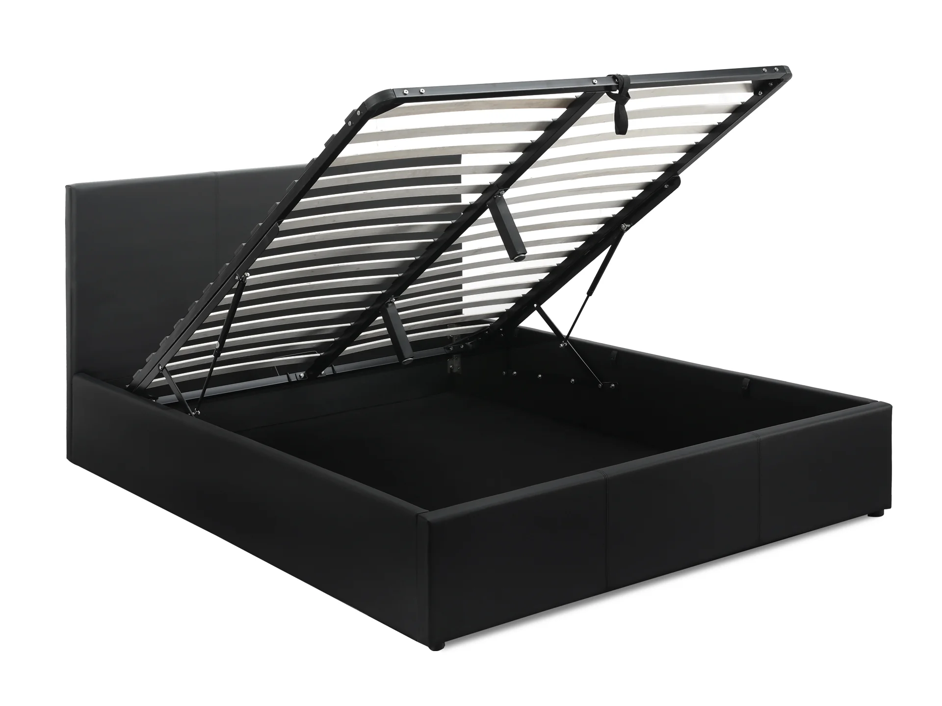Carbine Queen PU Gas Lift Storage Bed Frame - Black - Image 2