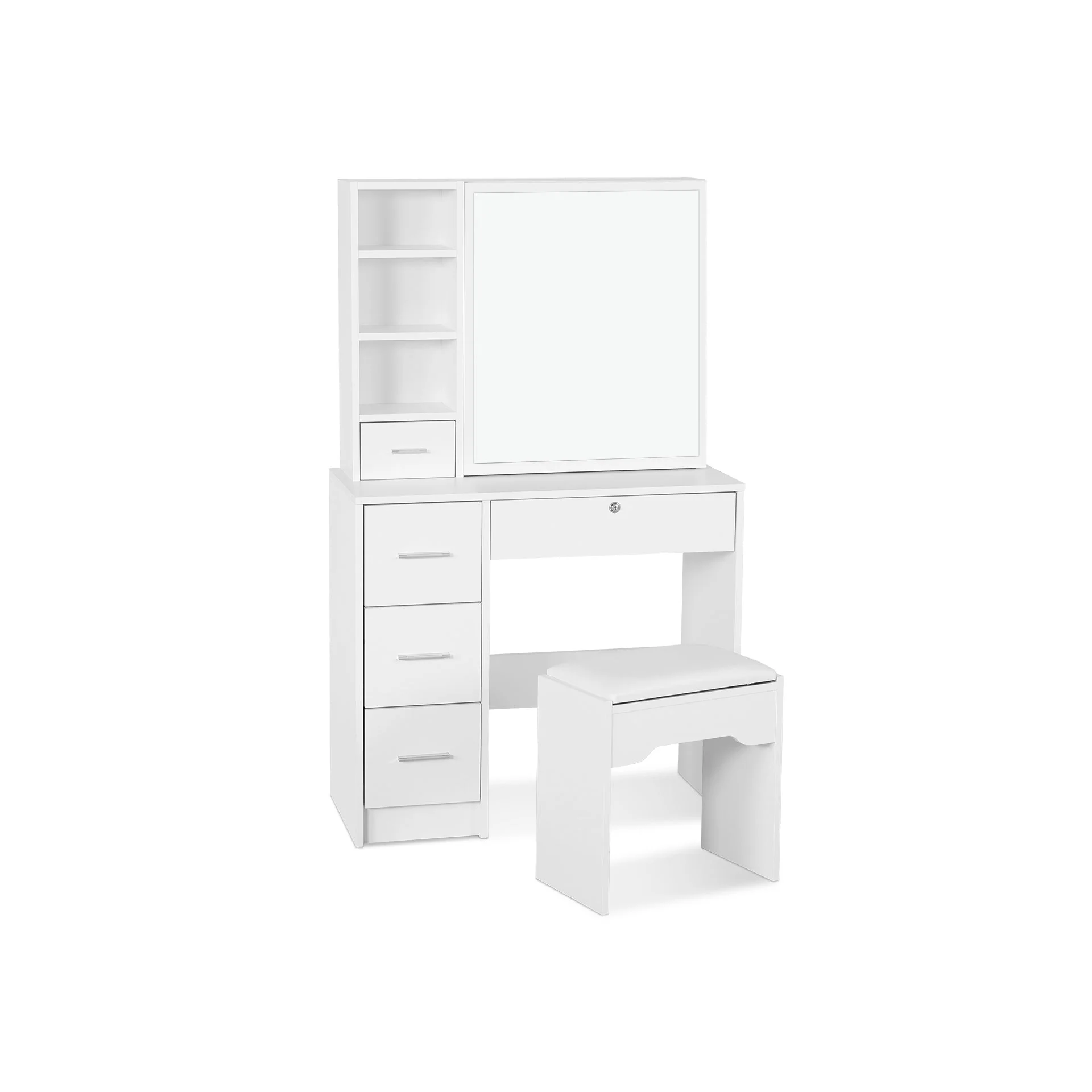 Carnation Dressing Table with Drawers Set 2pcs - White - Image 12