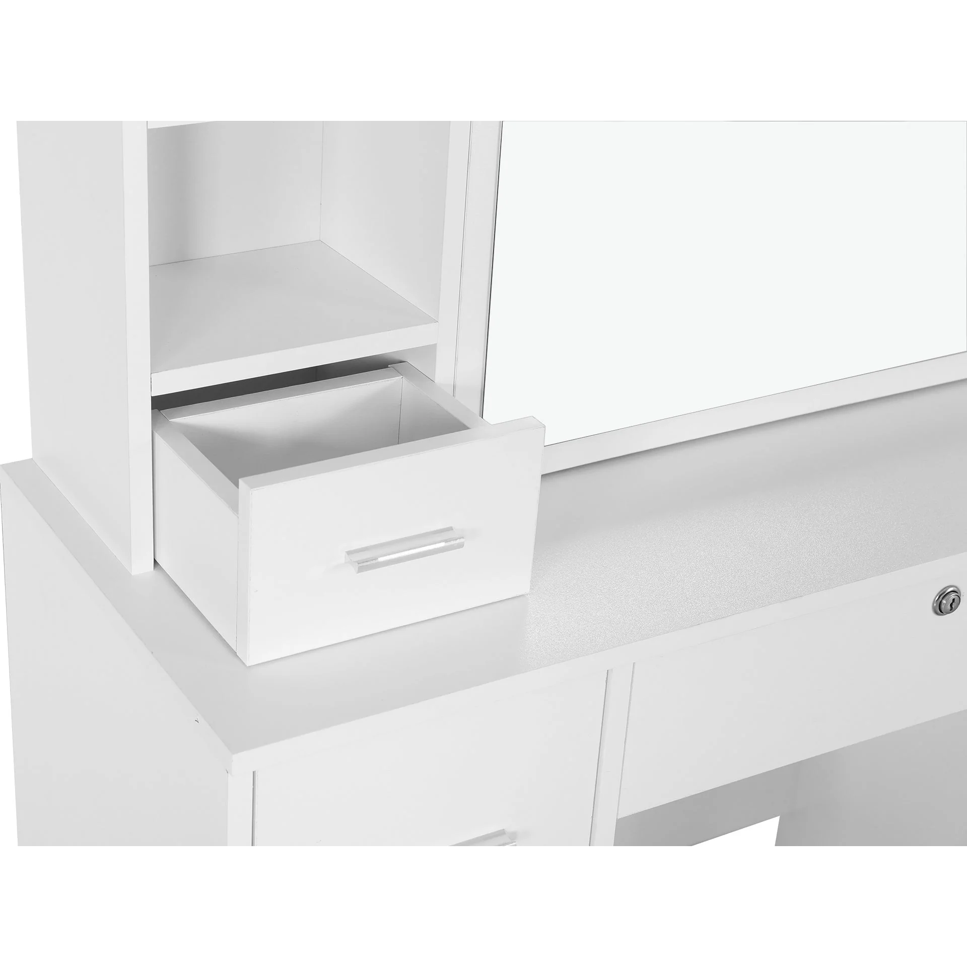 Carnation Dressing Table with Drawers Set 2pcs - White - Image 16