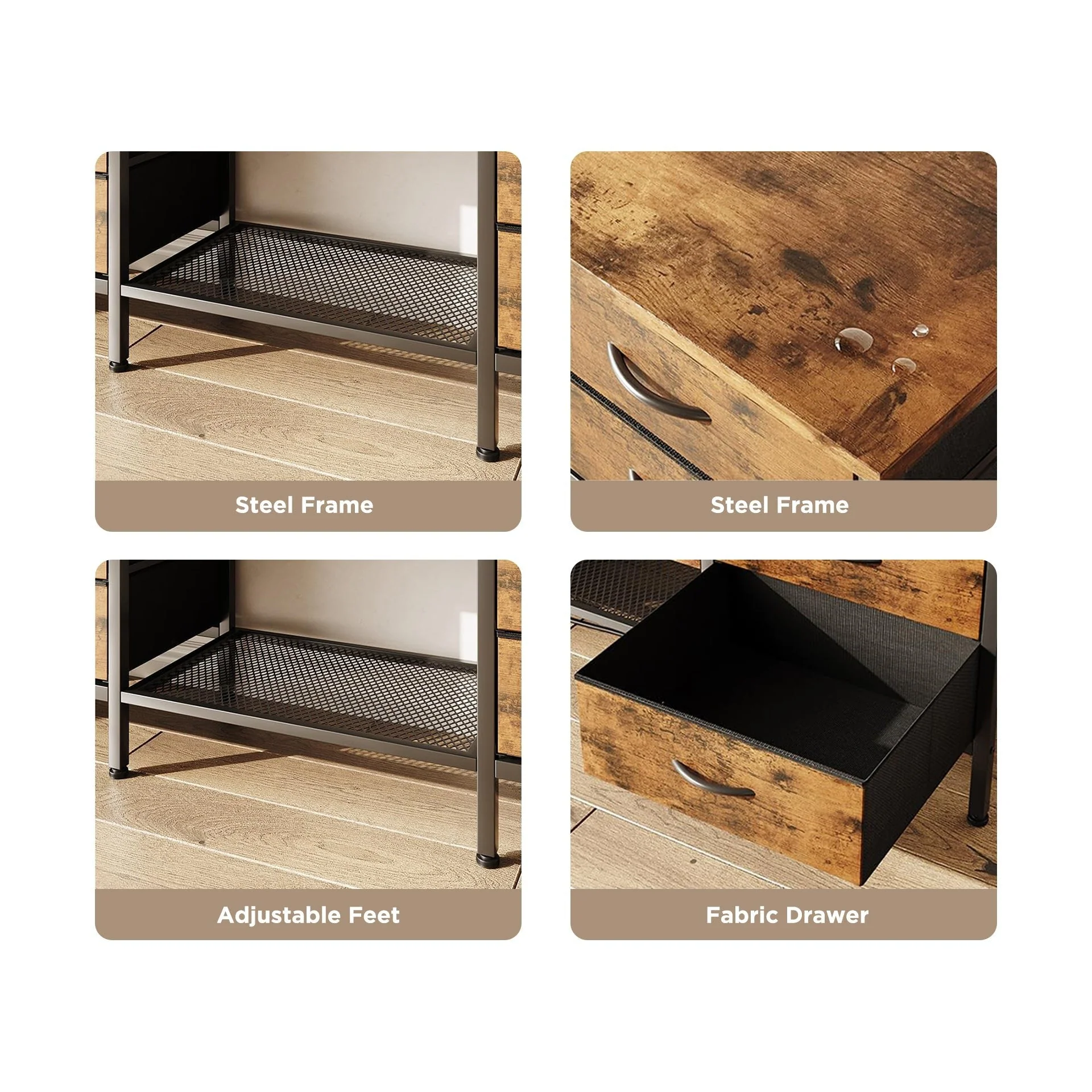 Cavalla 1.6m Entertainment Unit with Drawers - Rustic Brown - Image 5