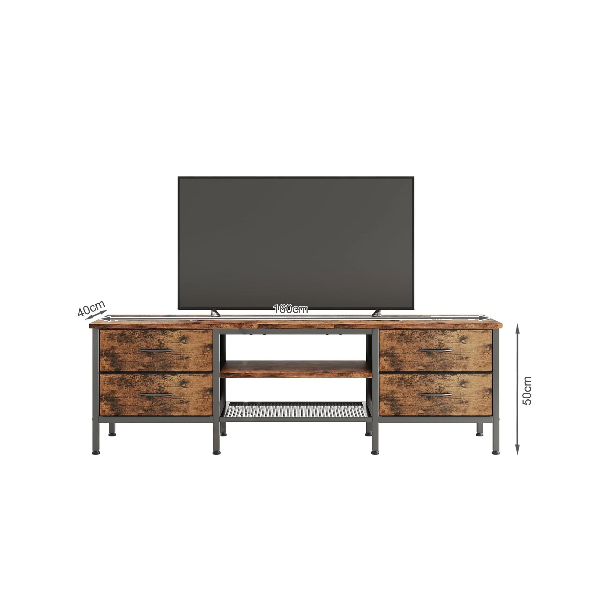 Cavalla 1.6m Entertainment Unit with Drawers - Rustic Brown - Image 6