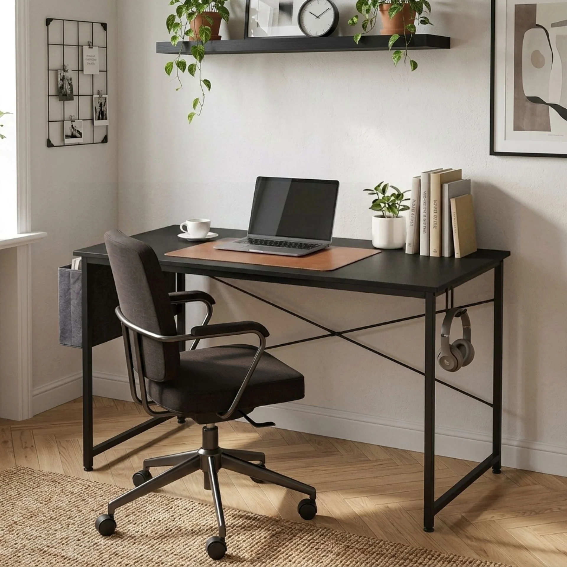 Cesar 120cm Computer Desk with Storage Bag - Black - Image 3