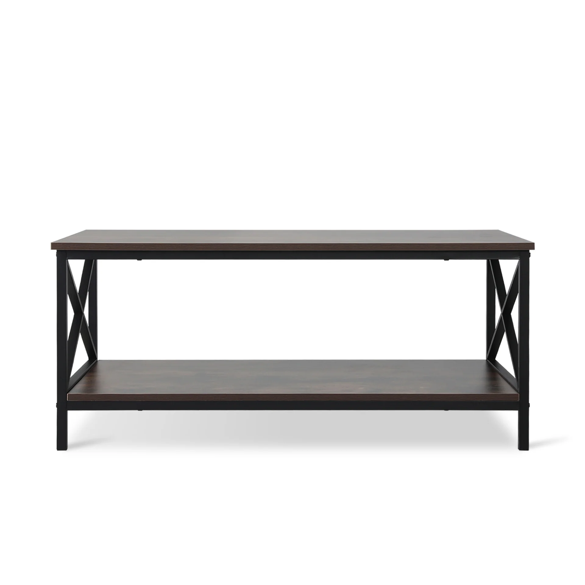 Chad Rectangle Coffee Table - Rustic Brown + Black - Image 8