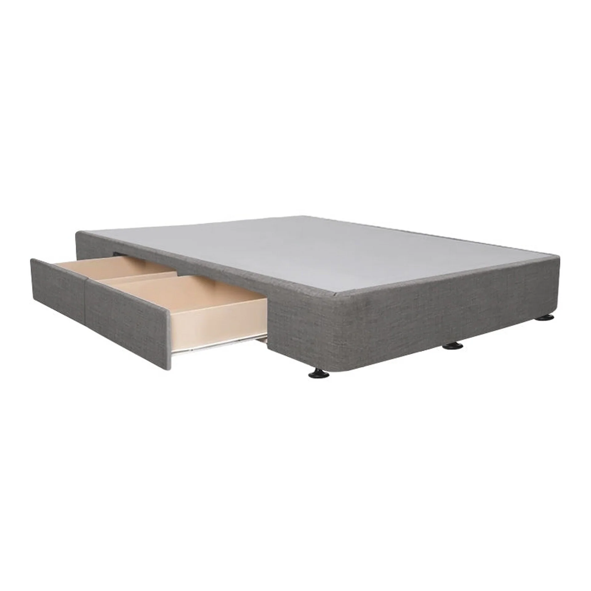 CHARLES Fabric Double Bed Base 4 Drawers - GREY - Image 6