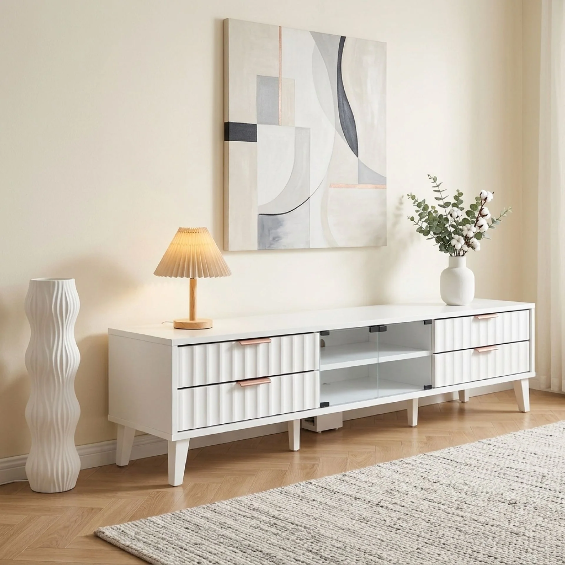 Charlie 1.8m Entertainment Unit - White - Image 5
