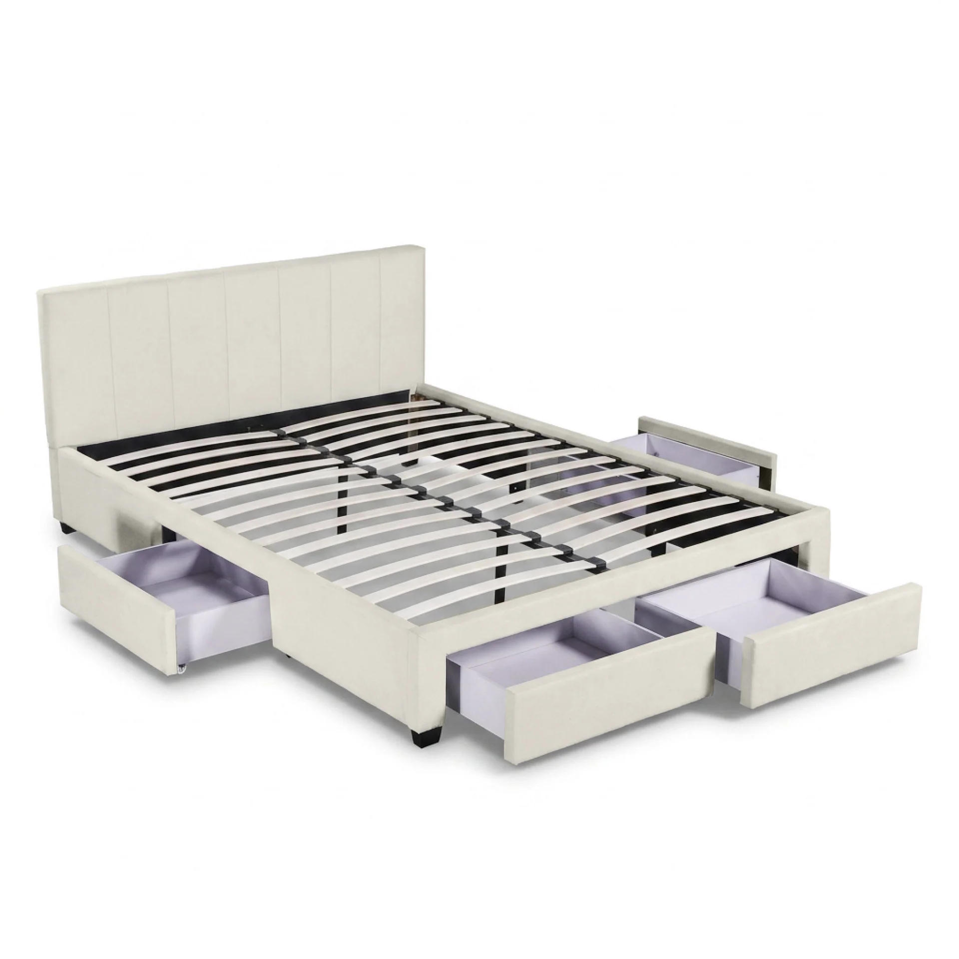 Charlotte Queen Bed Frame with 4 Drawers - Beige - Image 11