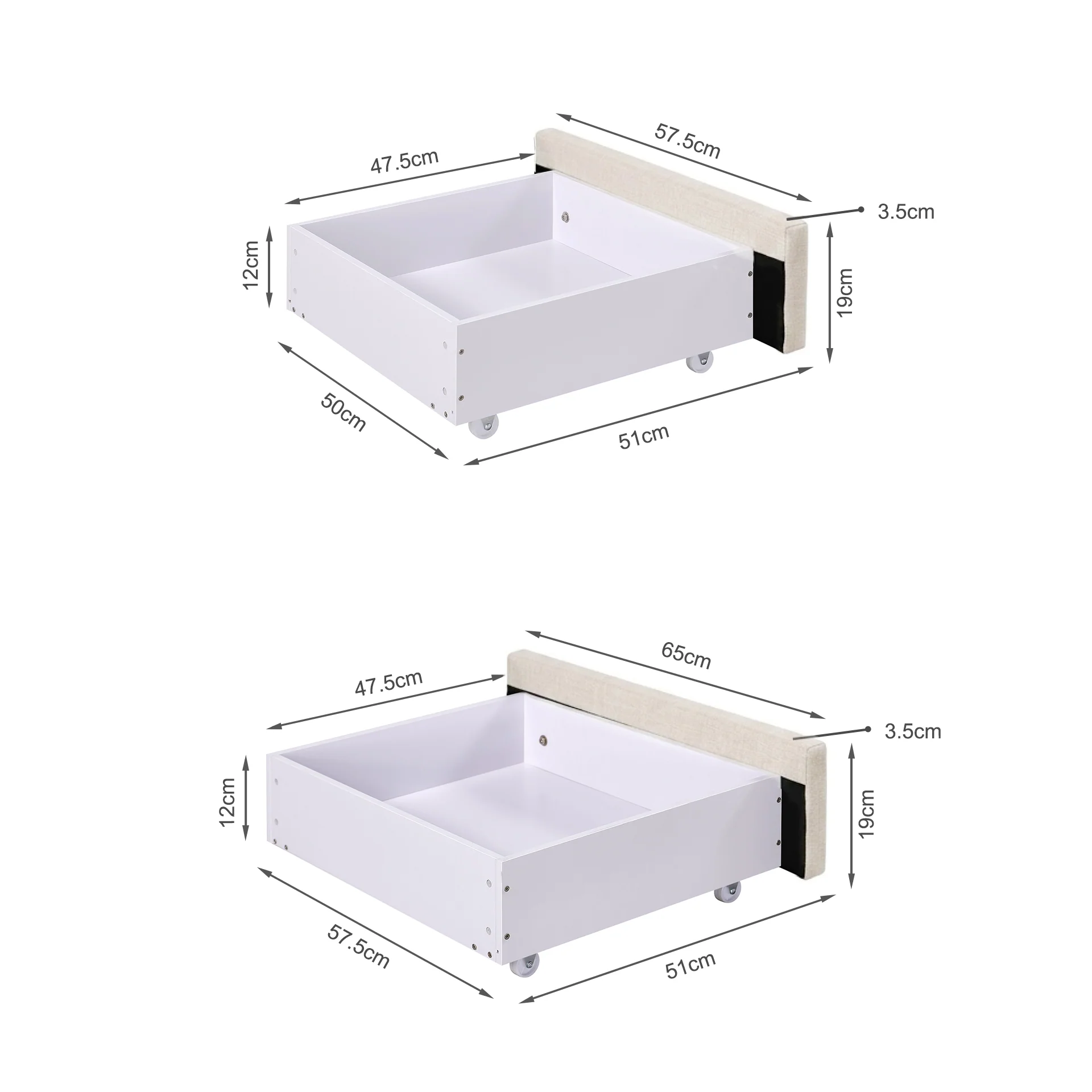 Charlotte Queen Bed Frame with 4 Drawers - Beige - Image 15