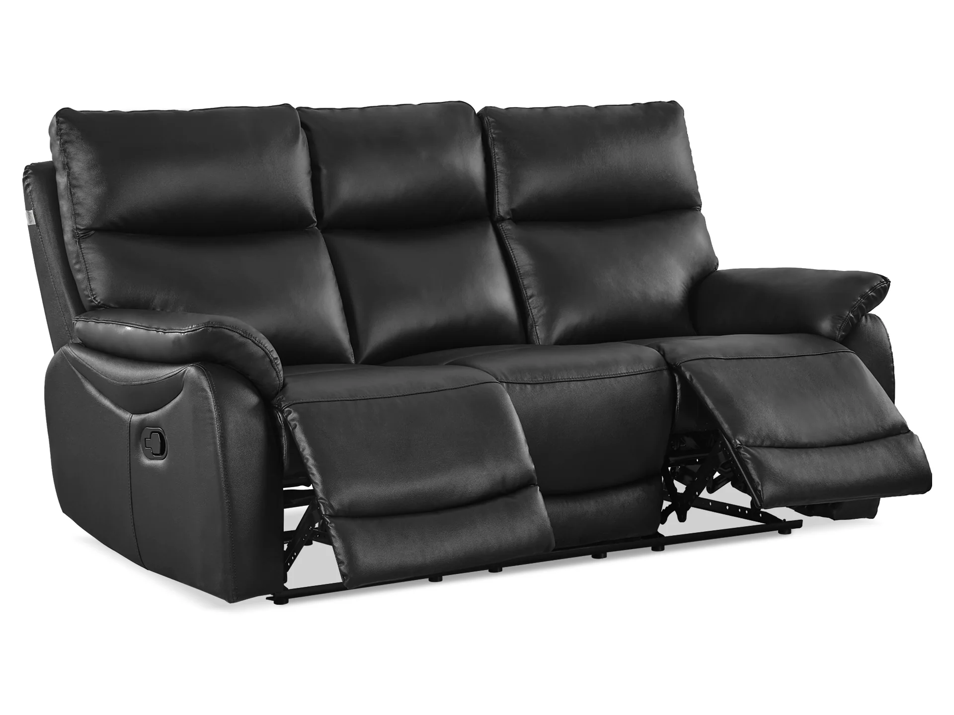 Charlton Leather 3 Seater Recliner Sofa - Black - Image 3