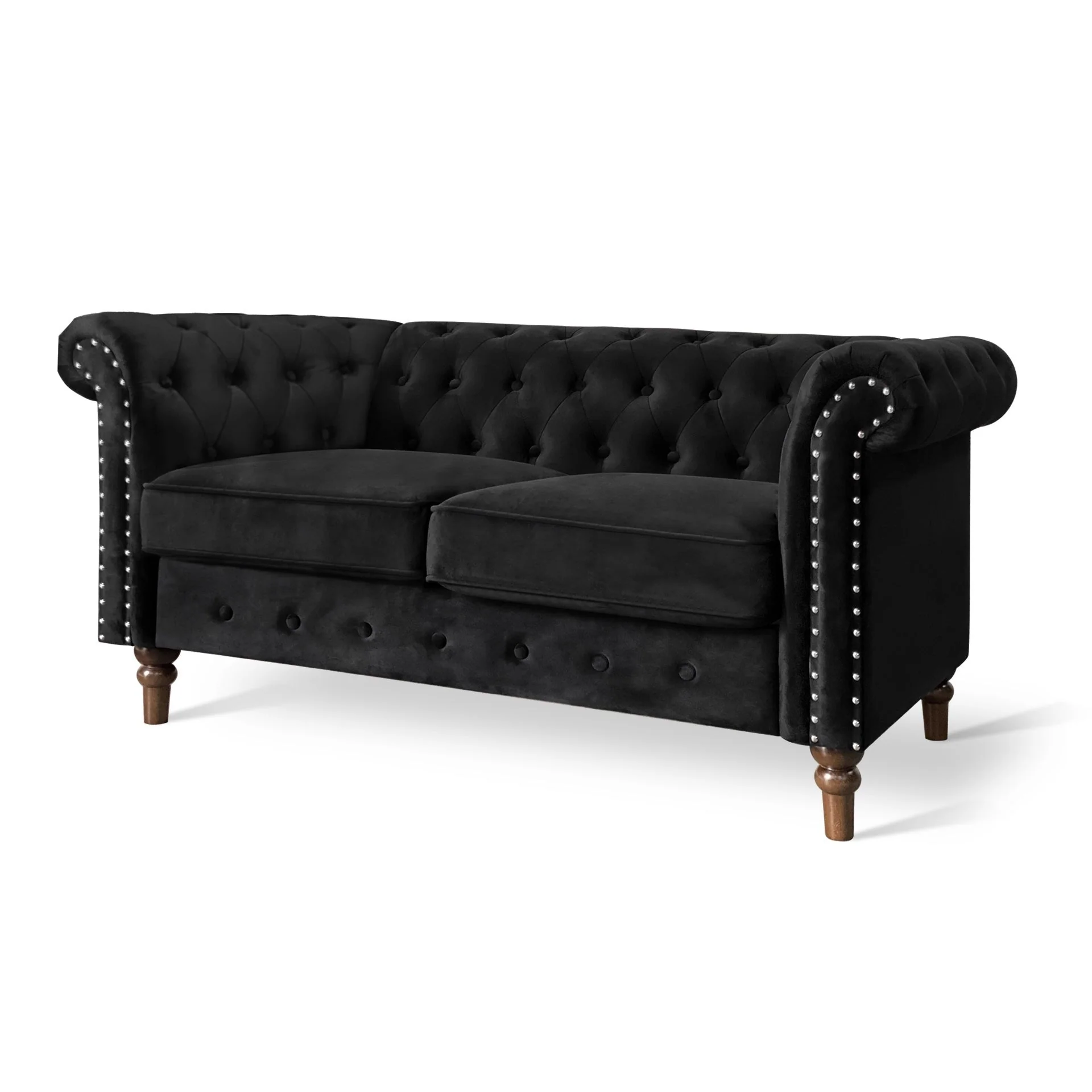 Chesley Velvet 2 Seater Sofa - Black - Image 9