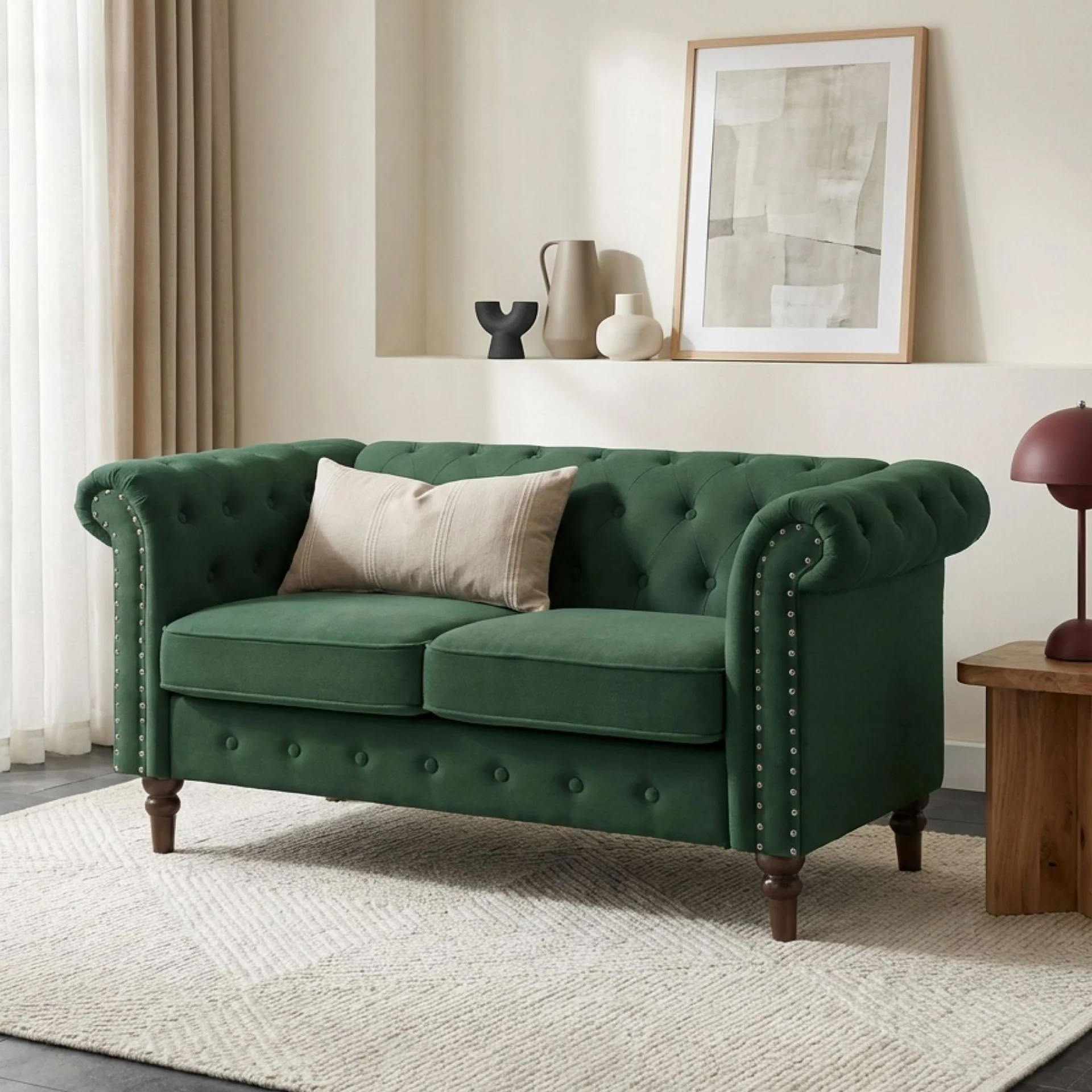 Chesley Velvet 2 Seater Sofa - Green - Image 3