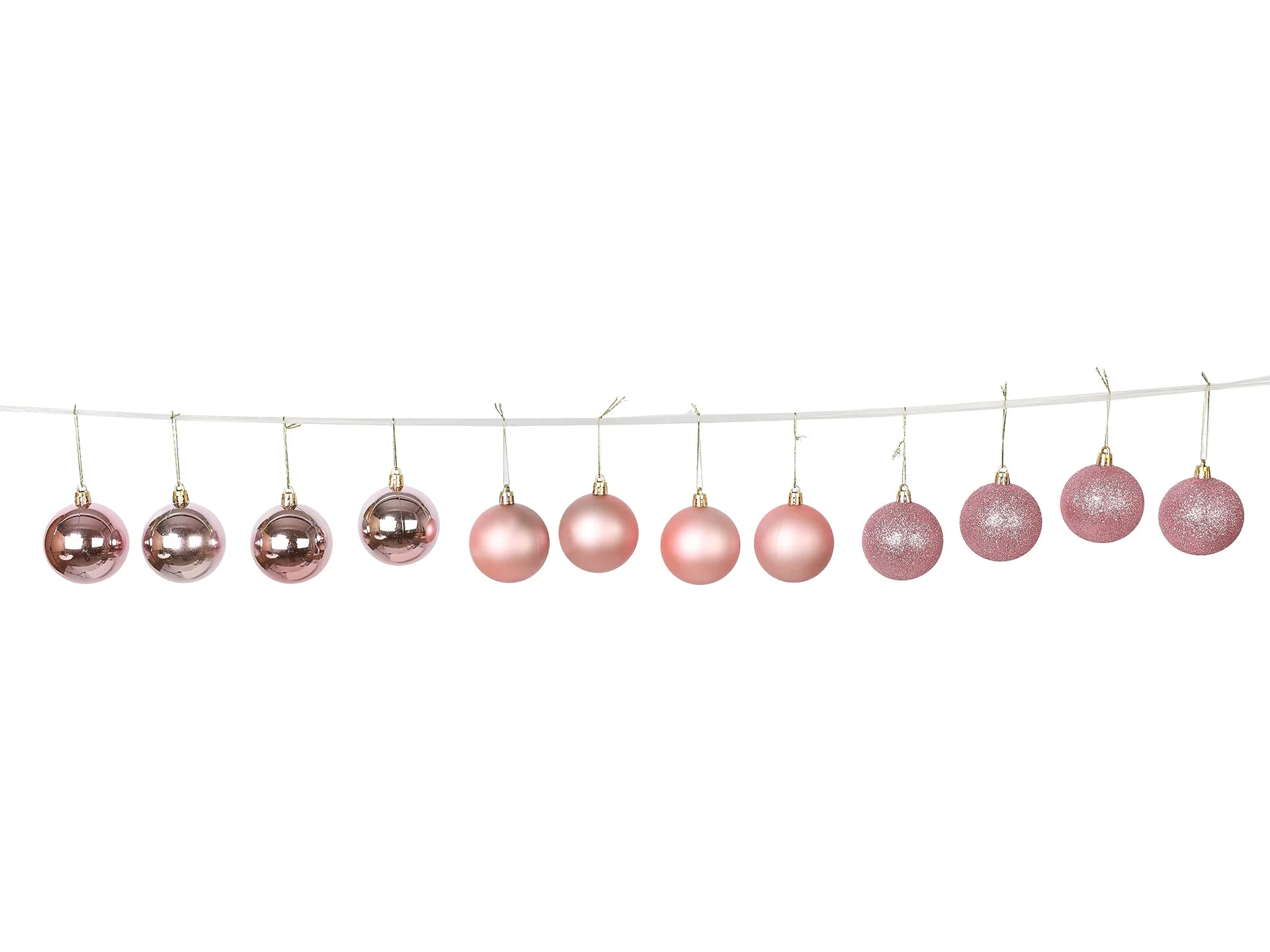 Christmas Ball Ornament 12pcs Set 6cm Pink