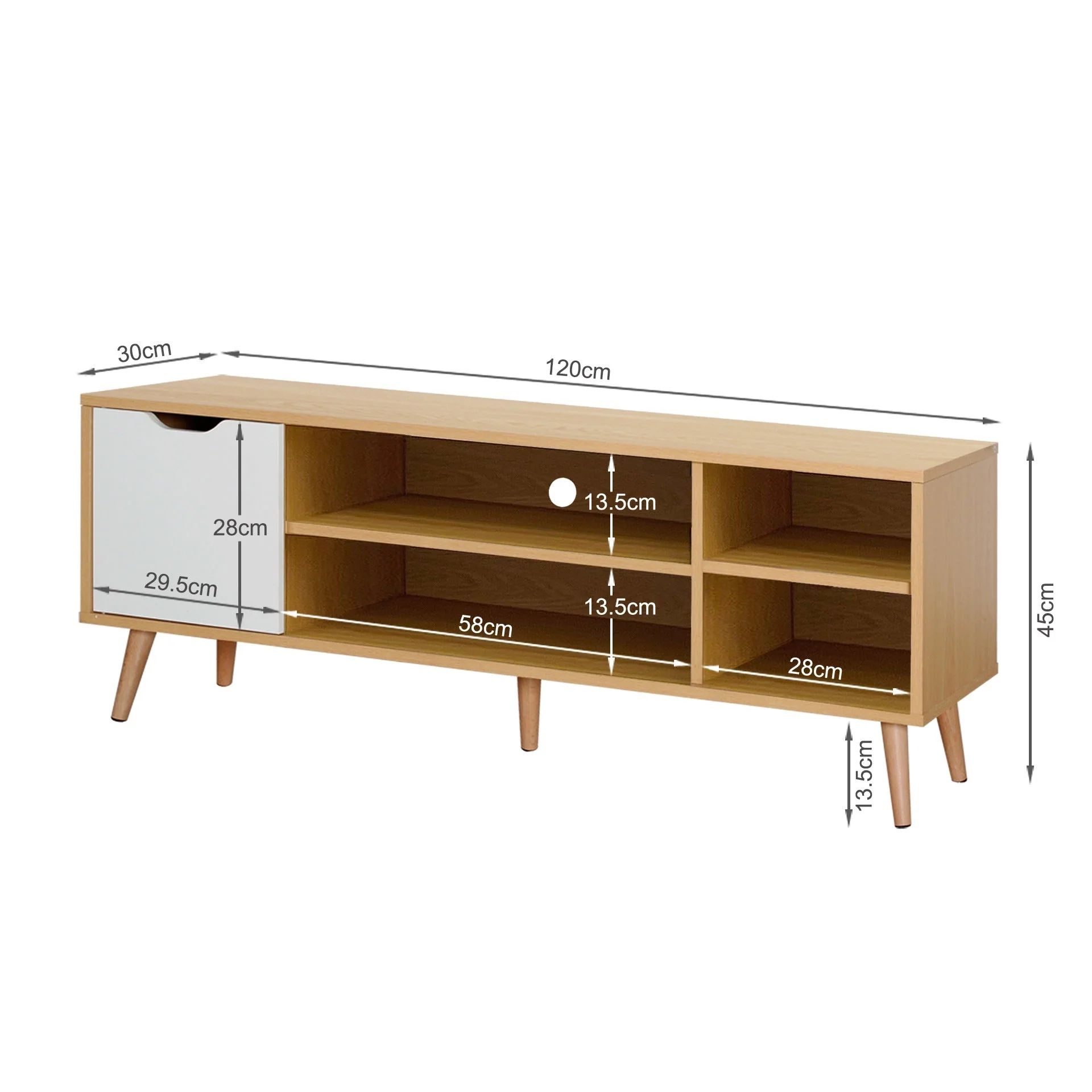 Como 1.2M Entertainment Unit - Maple + White - Image 12