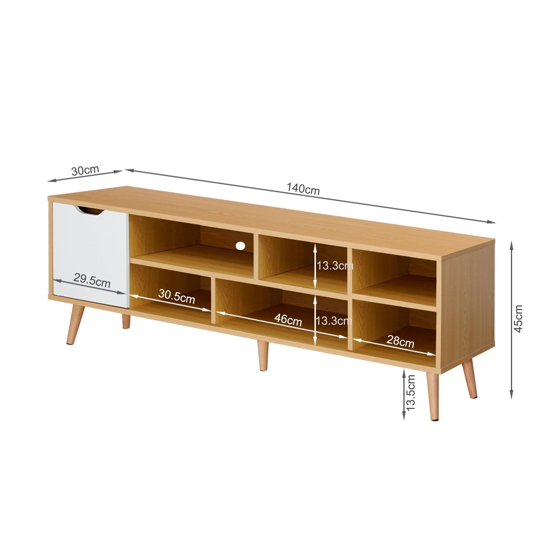 Como 1.4M Entertainment Unit - Maple + White - Image 11