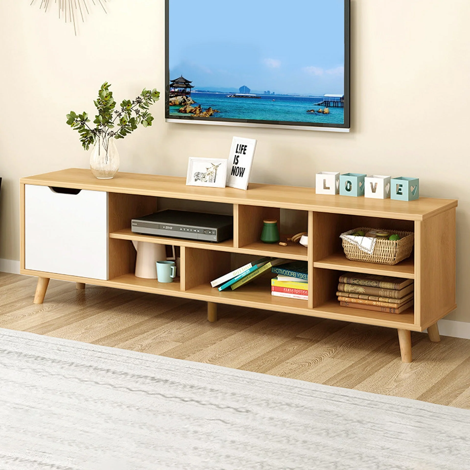 Como 1.4M Entertainment Unit - Maple + White - Image 6