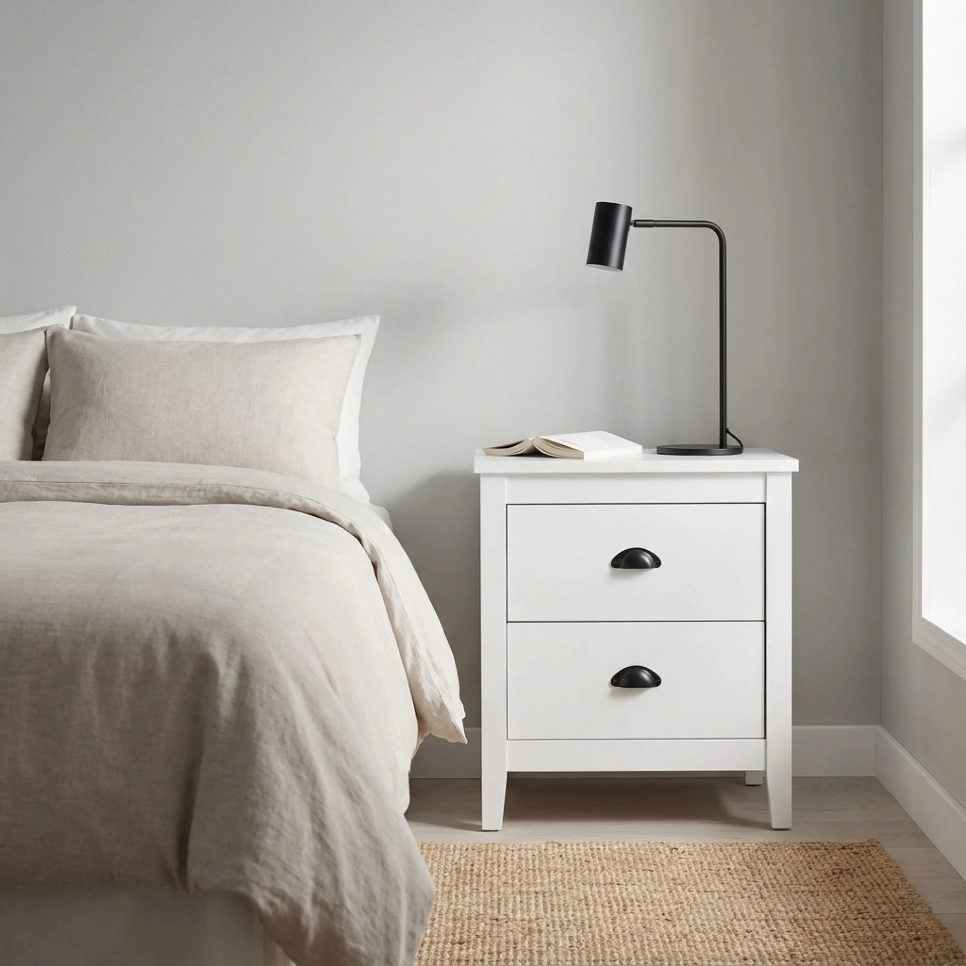 Congo Bedside Table with 2 Drawers - White - Image 2