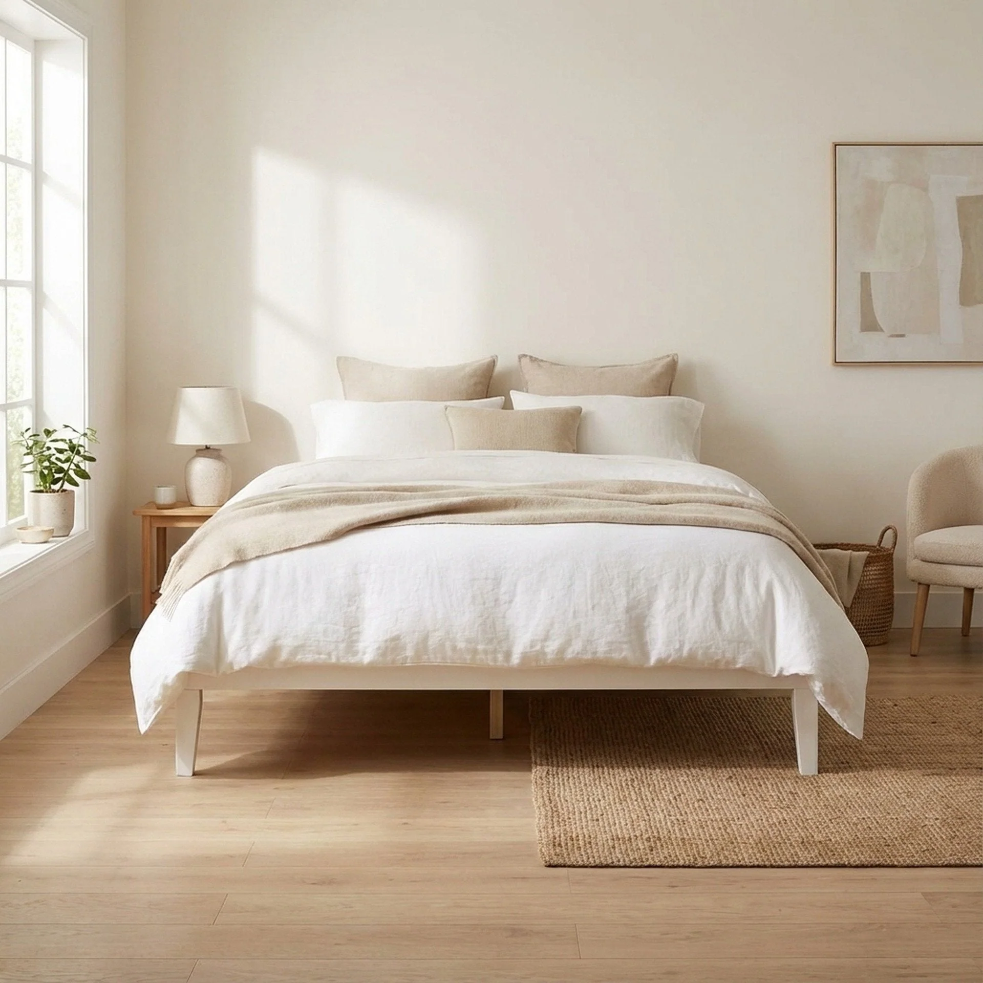 Conival King Wooden Bed Frame - White - Image 2