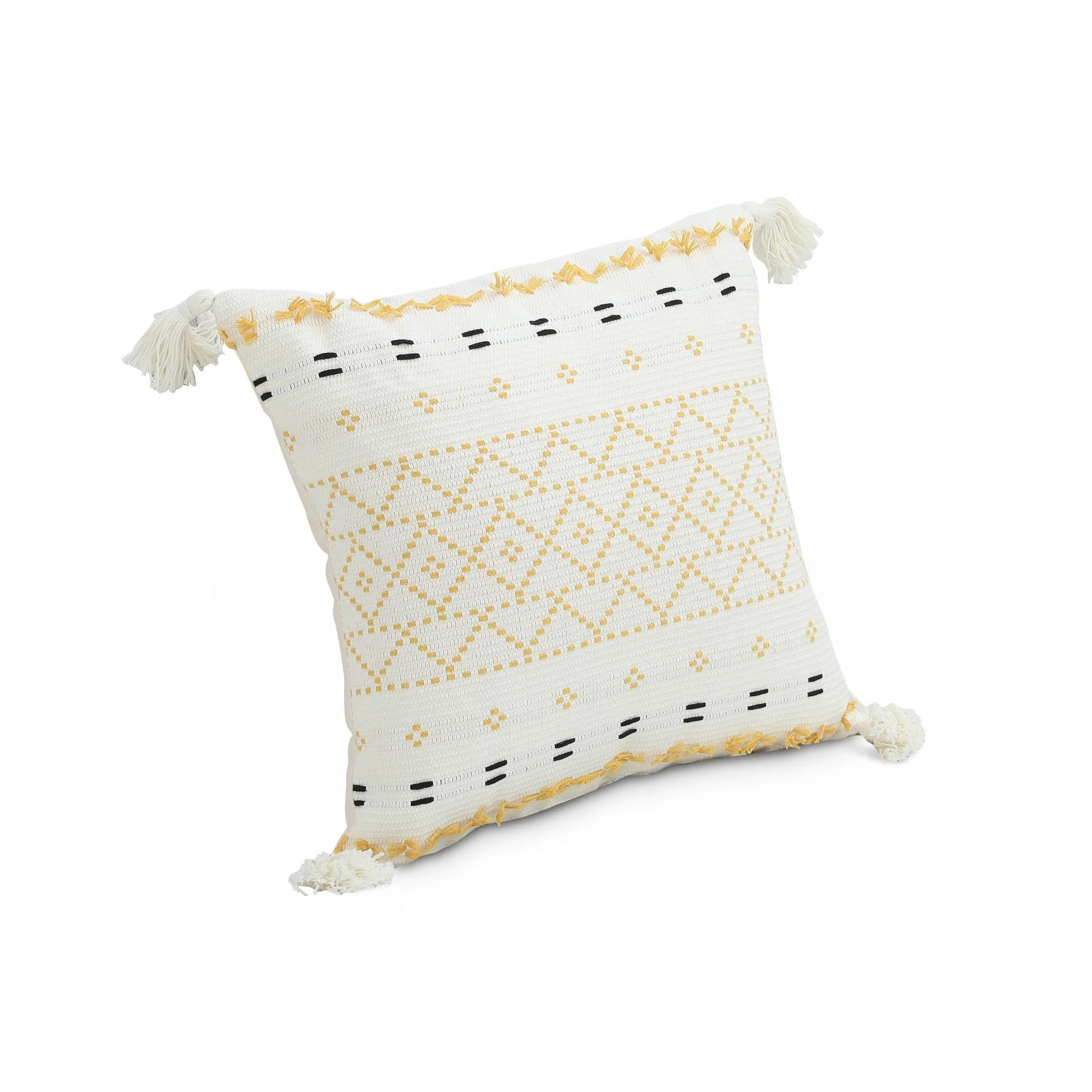 Crochet Designer Cushion Yellow 45x45cm - Image 4