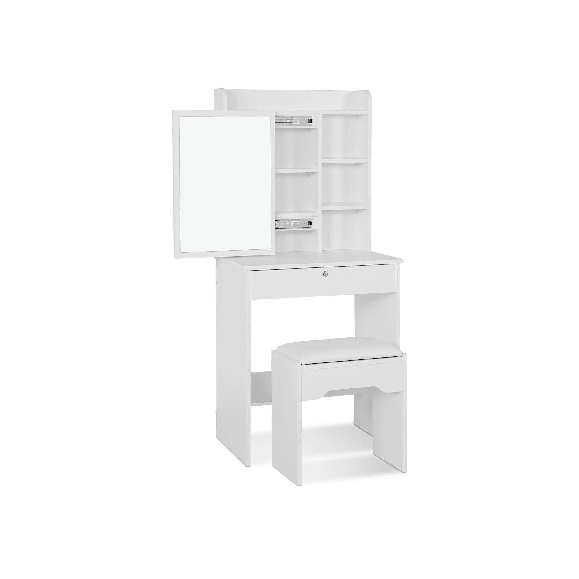 Cyclamen Dressing Table with Drawers Set 2pcs - White - Image 10