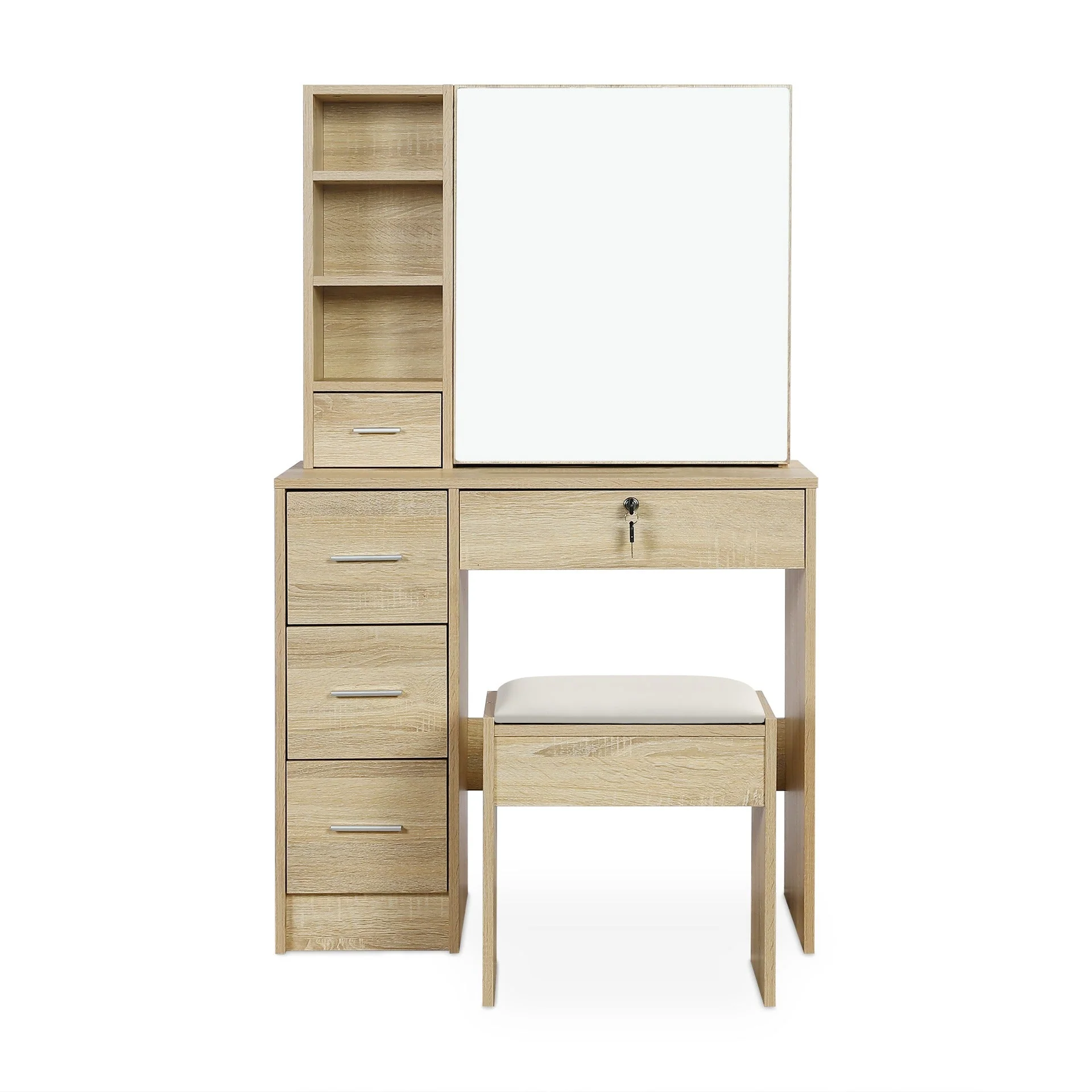 Carnation Dressing Table with Drawers Set - Oak - Image 13
