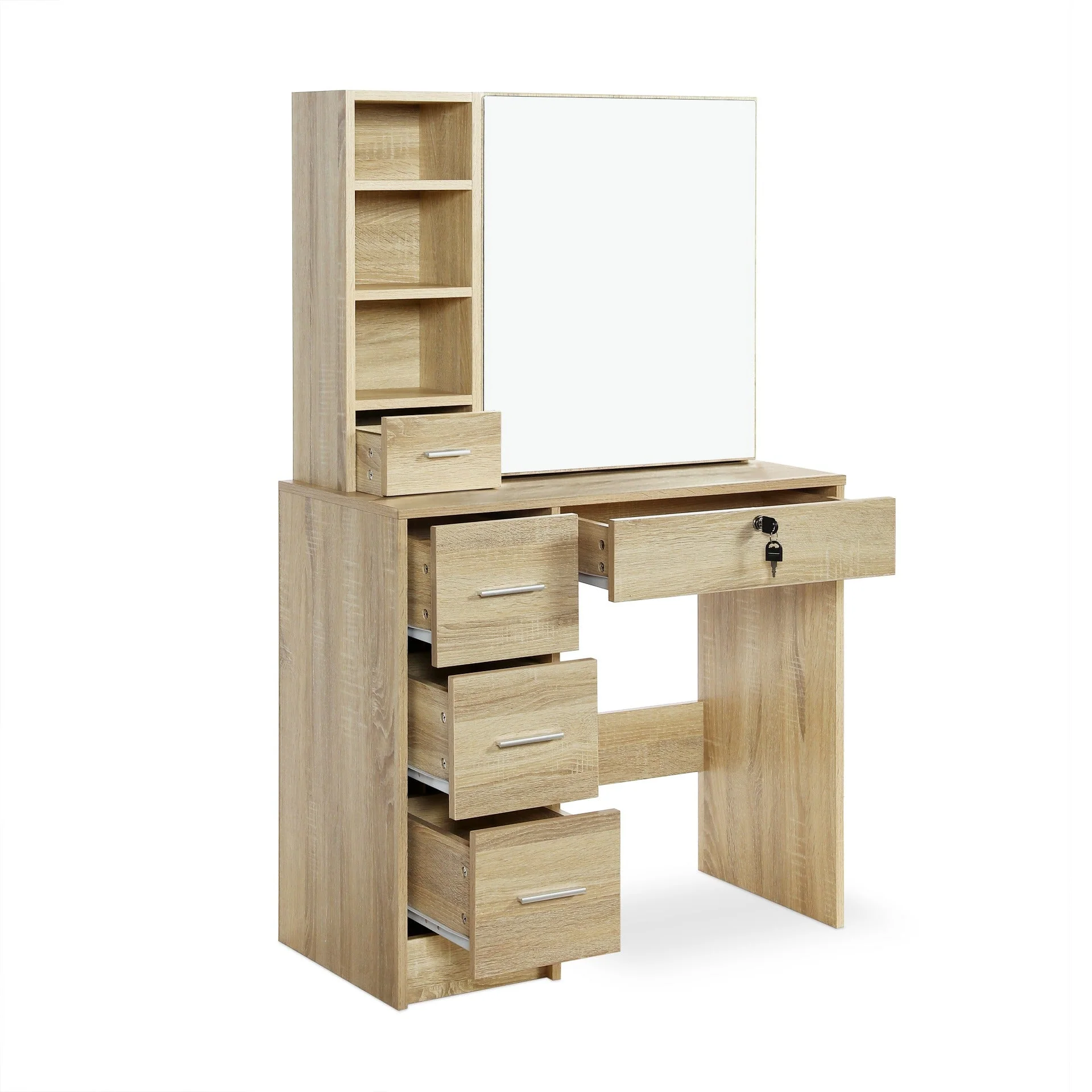 Carnation Dressing Table with Drawers Set - Oak - Image 18