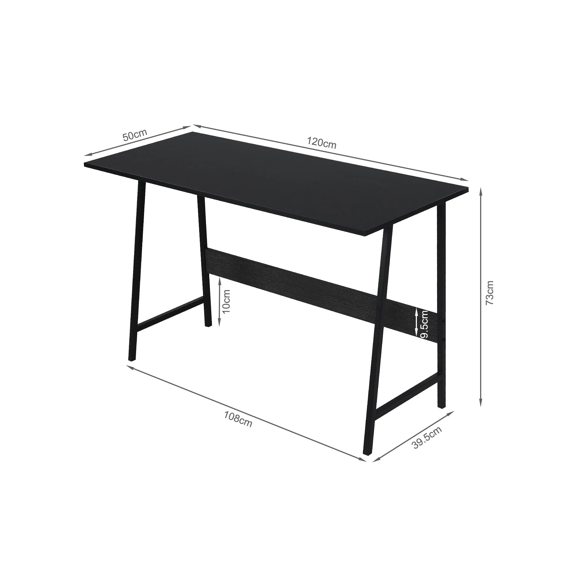 Daniel 120cm Computer Desk - Black - Image 5