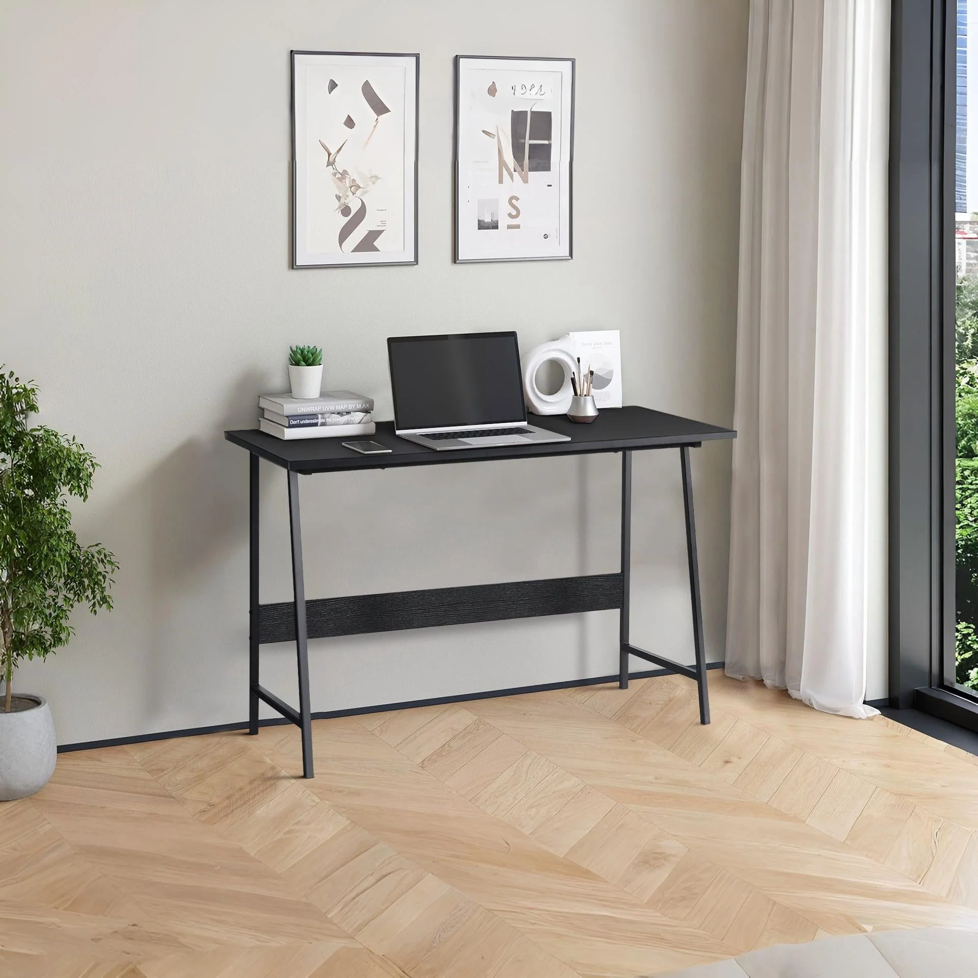 Daniel 120cm Computer Desk - Black - Image 6