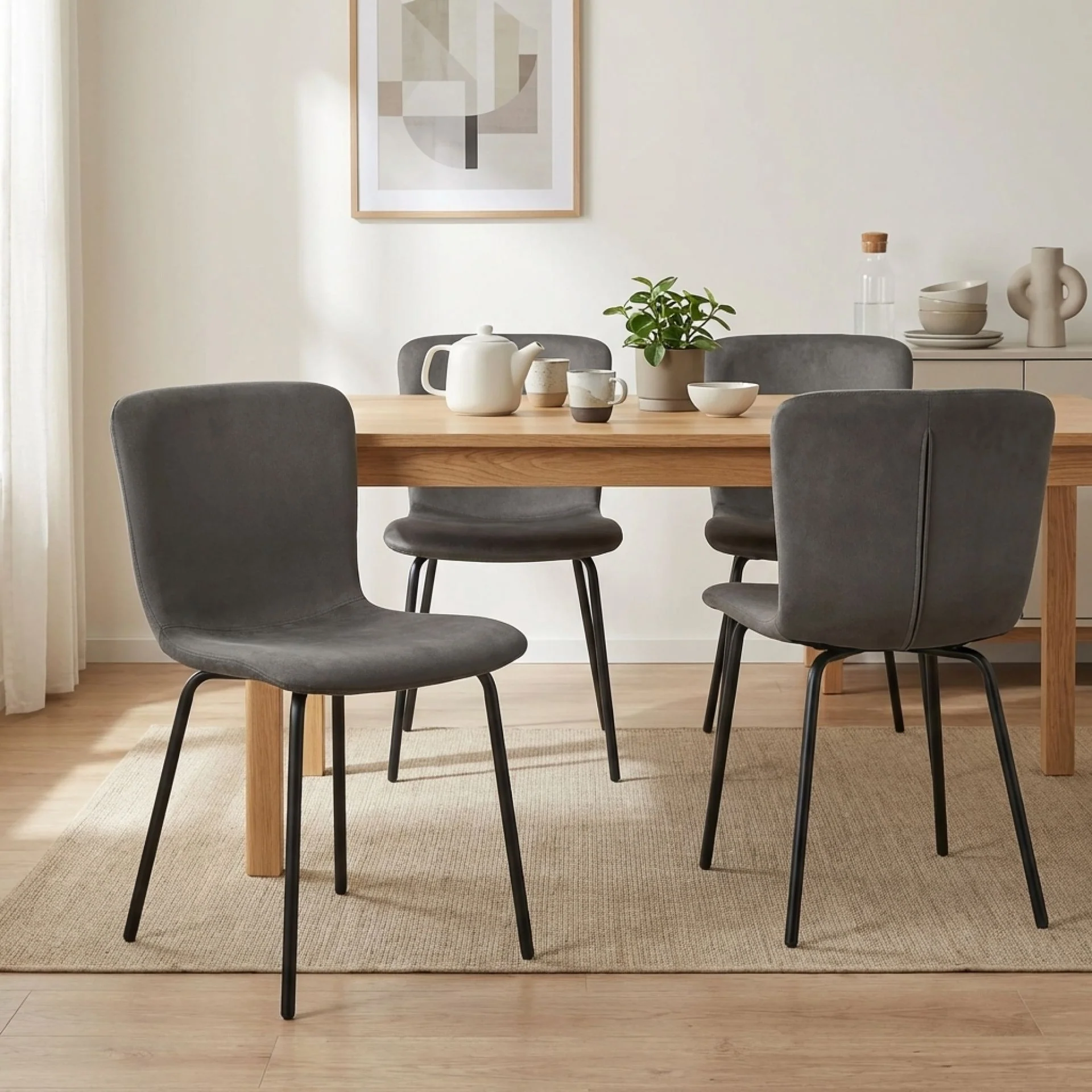Darius Velvet Dining Chairs - Set of 4 - Dark Grey