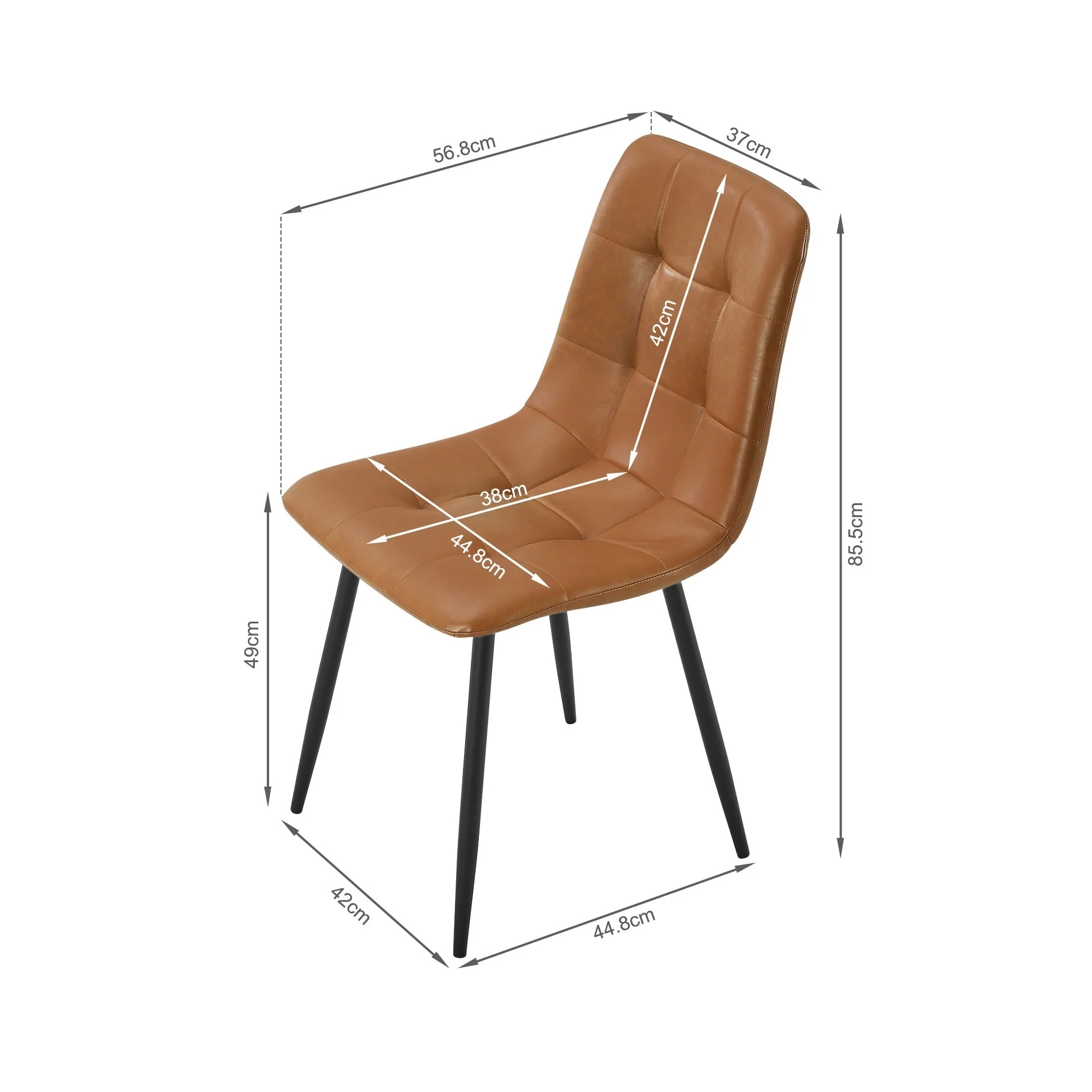 David PU Leather Dining Chair - Set of 4 - Orange - Image 12