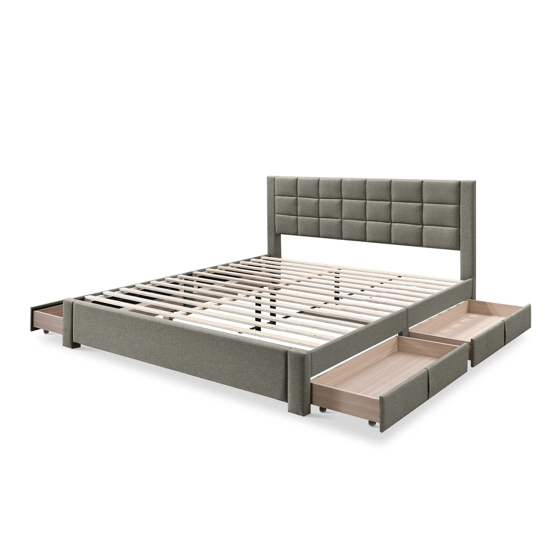 Denali Super King Bed Frame with 4 Drawers - Light Grey - Image 8