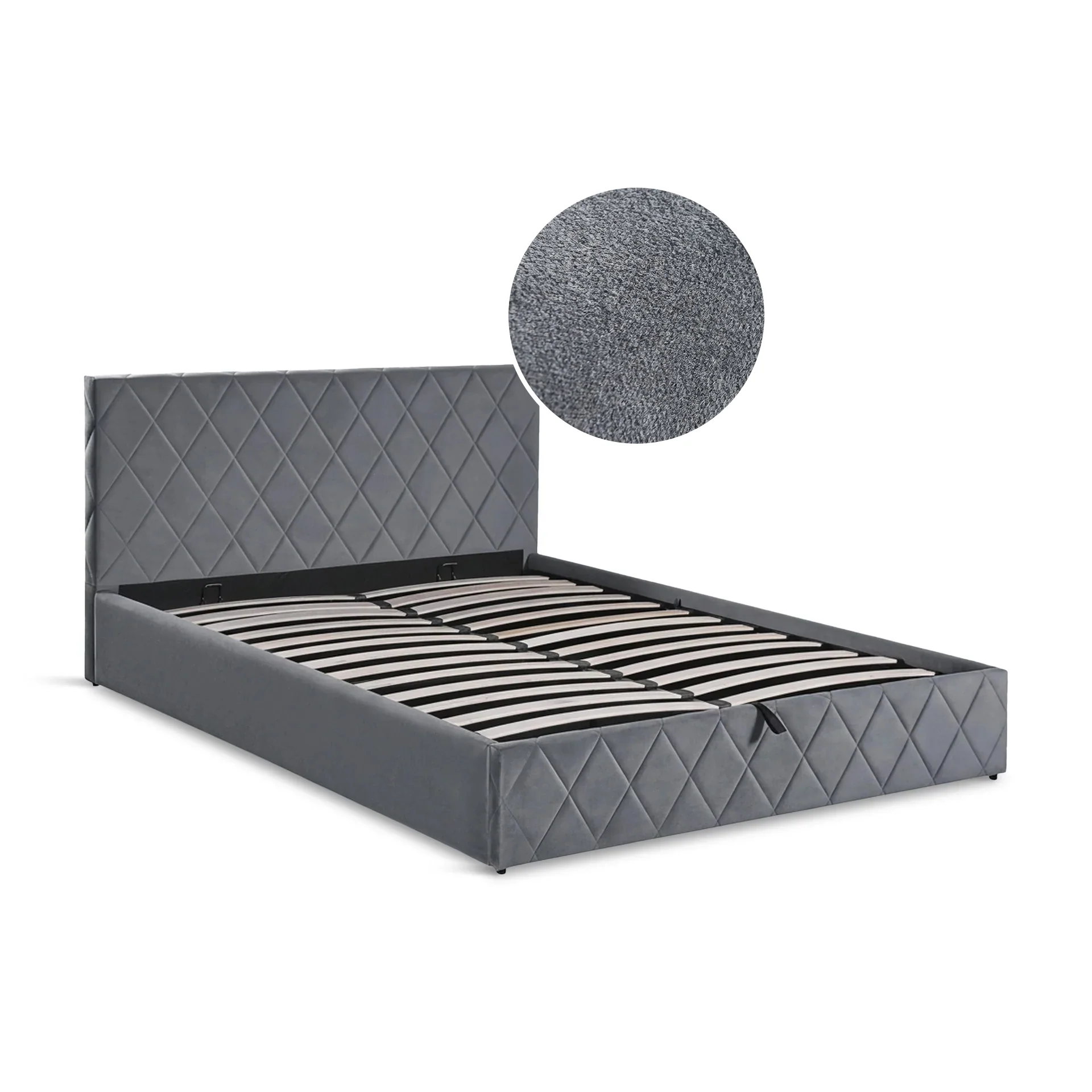 Dima Velvet Queen Gas Lift Bed Frame - Grey - Image 8