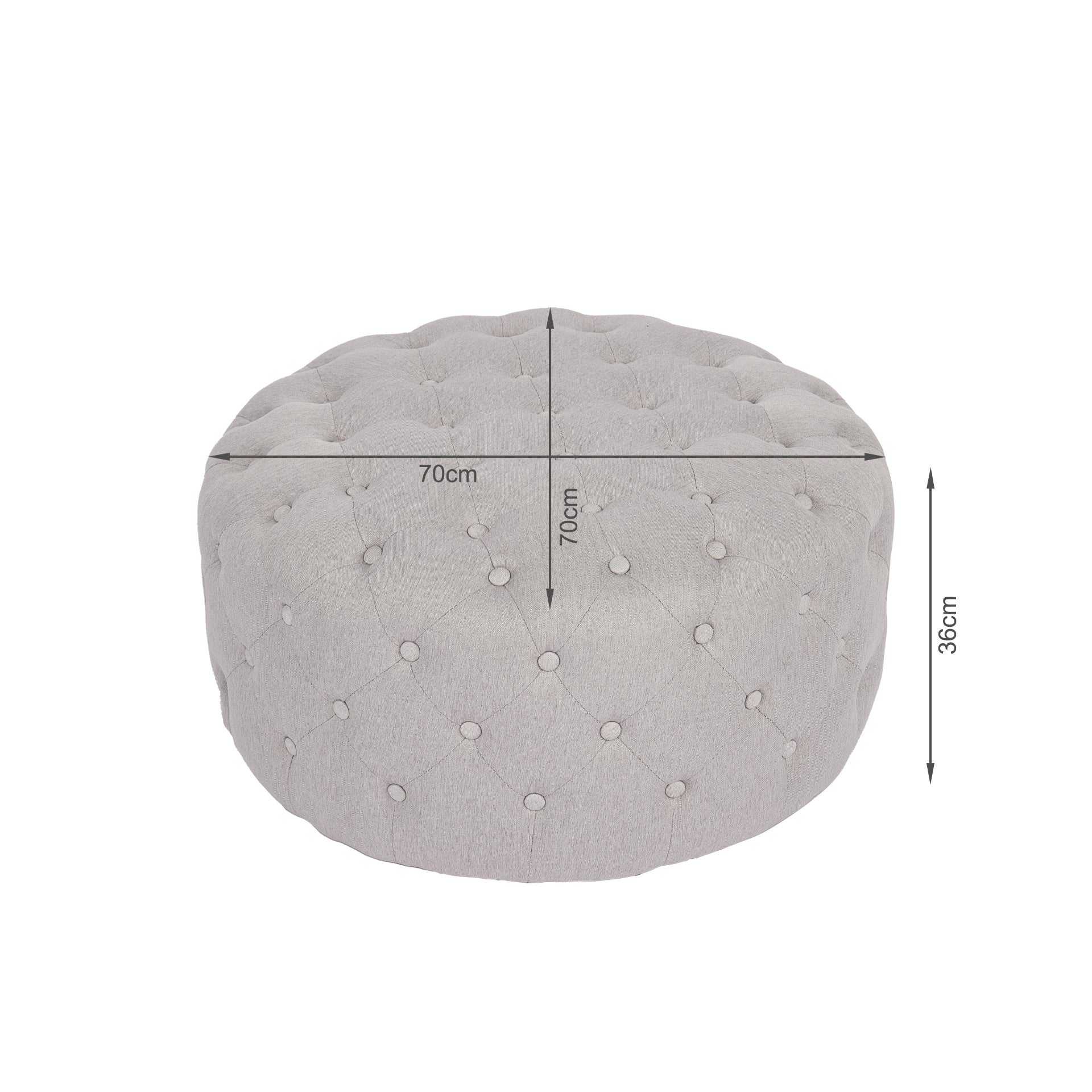 Disk Linen Ottoman - Light Grey - Image 10