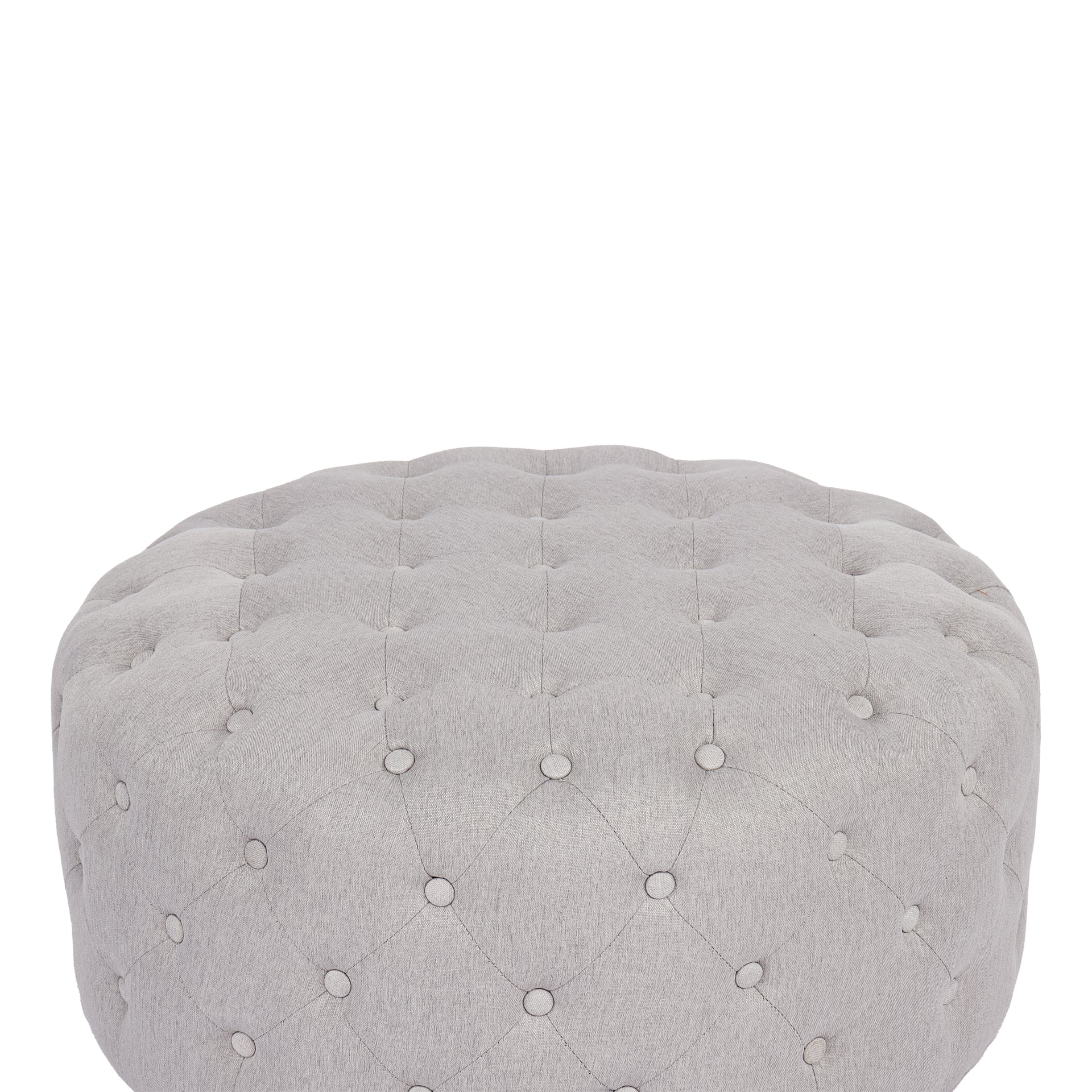 Disk Linen Ottoman - Light Grey - Image 8