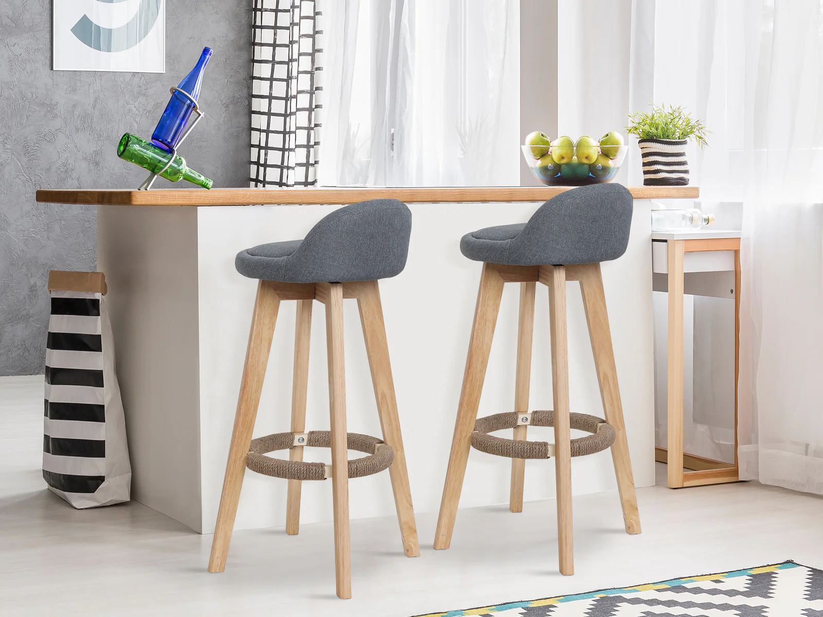 DOE Bar Stool Wooden Barstool 2PCS - Image 2