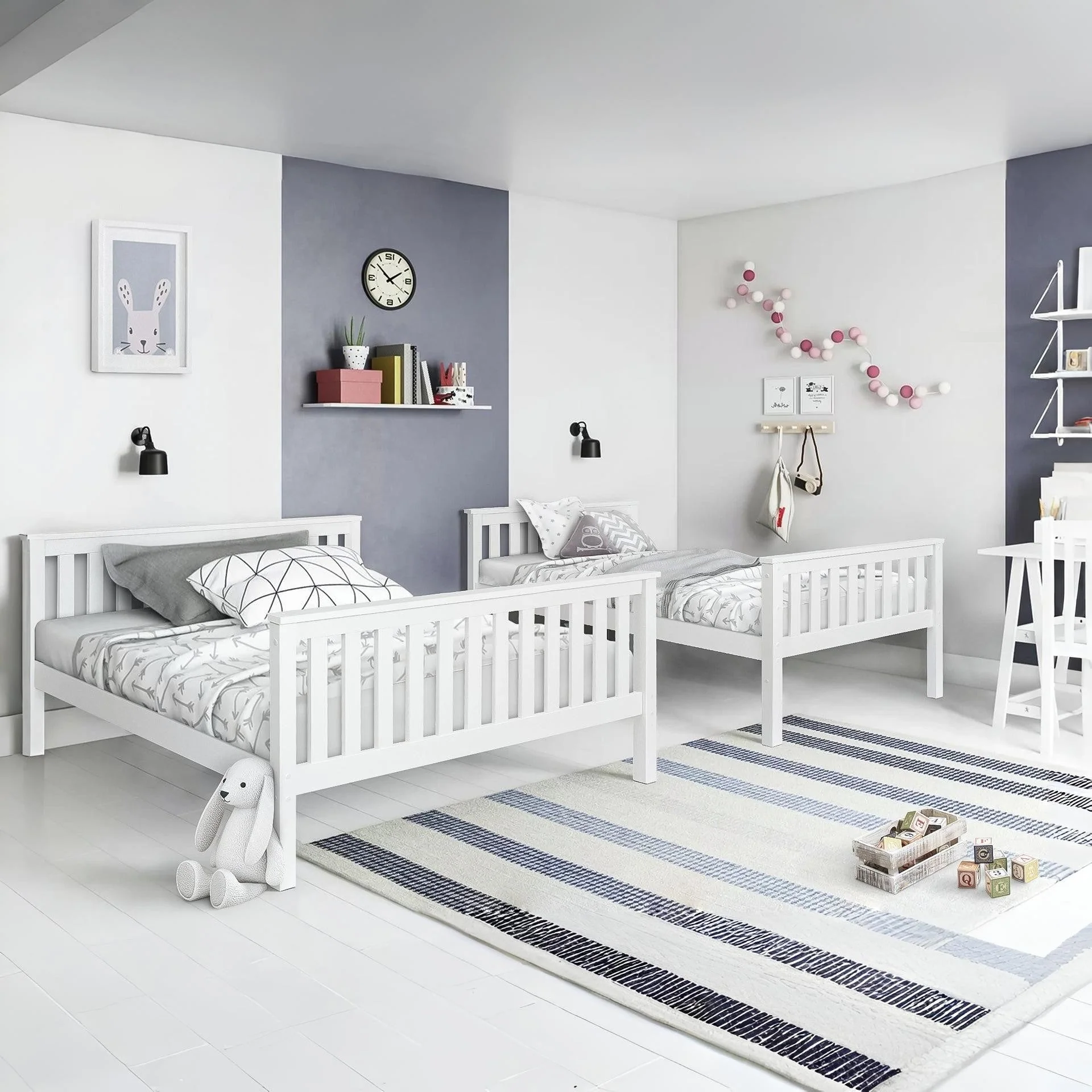 Dome Wooden Triple Bunk Bed - White - Image 2