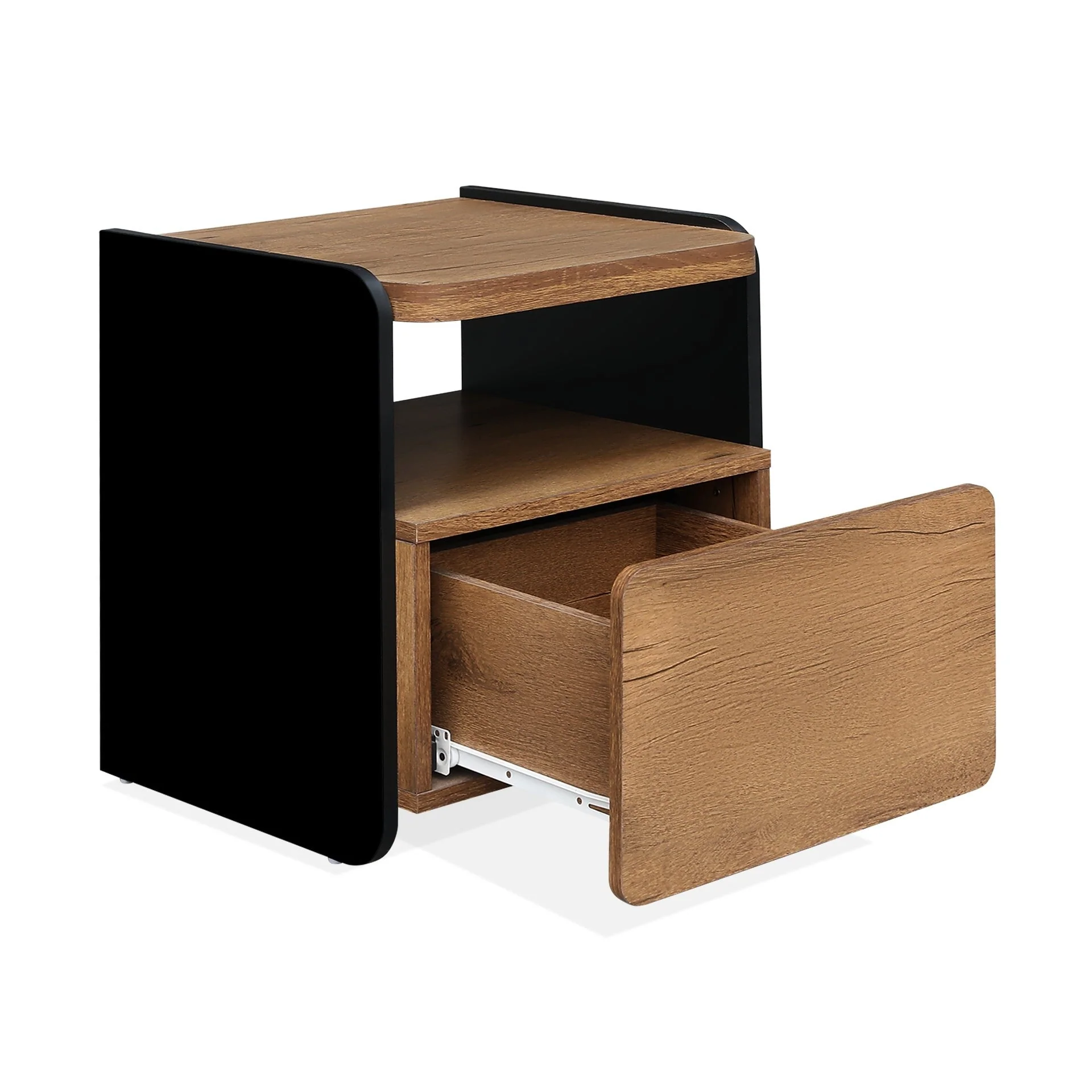 Dorian Bedside Table - Walnut + Black - Image 9