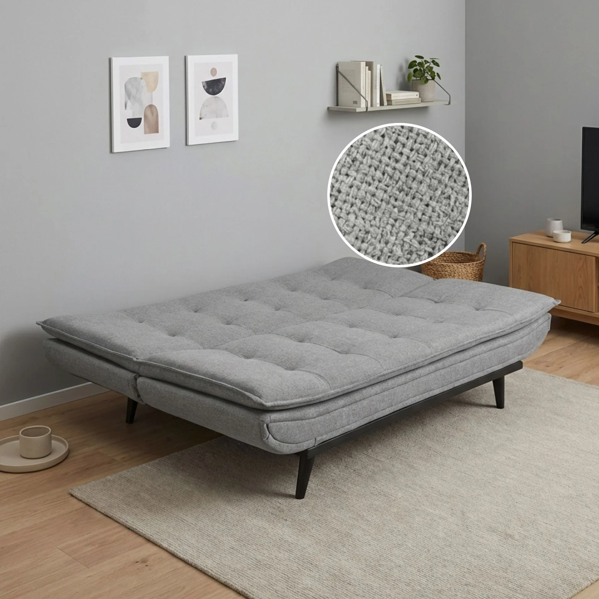 Dorking 3 Seater Sofa Bed - Dark Grey - Image 2