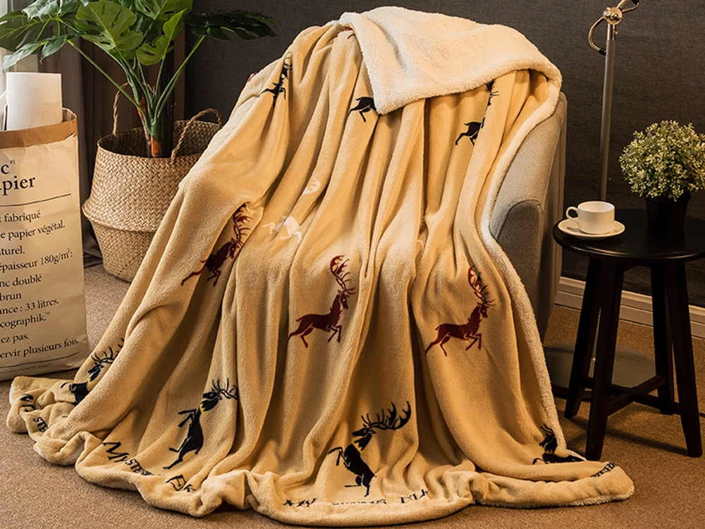 Double Layer Warm Fleece Blanket Throw Bedding Duvet Cover Throw Blanket - Image 8