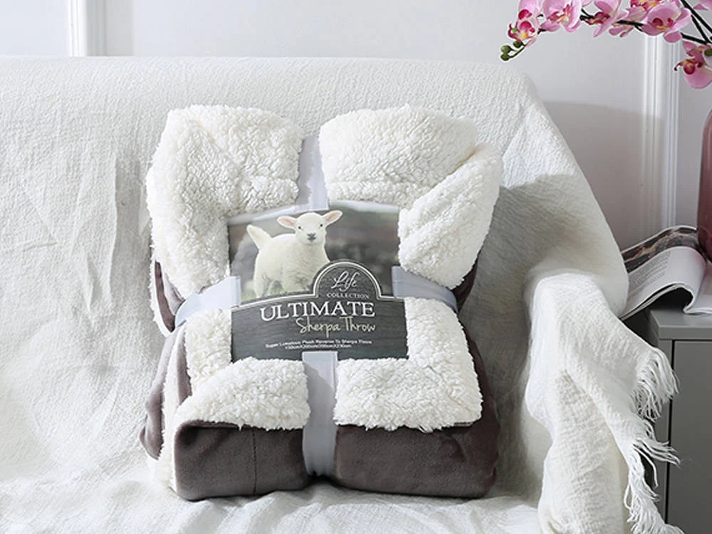 Double Layer Warm Fleece Blanket Throw Blanket - MINERAL GREY - Image 6
