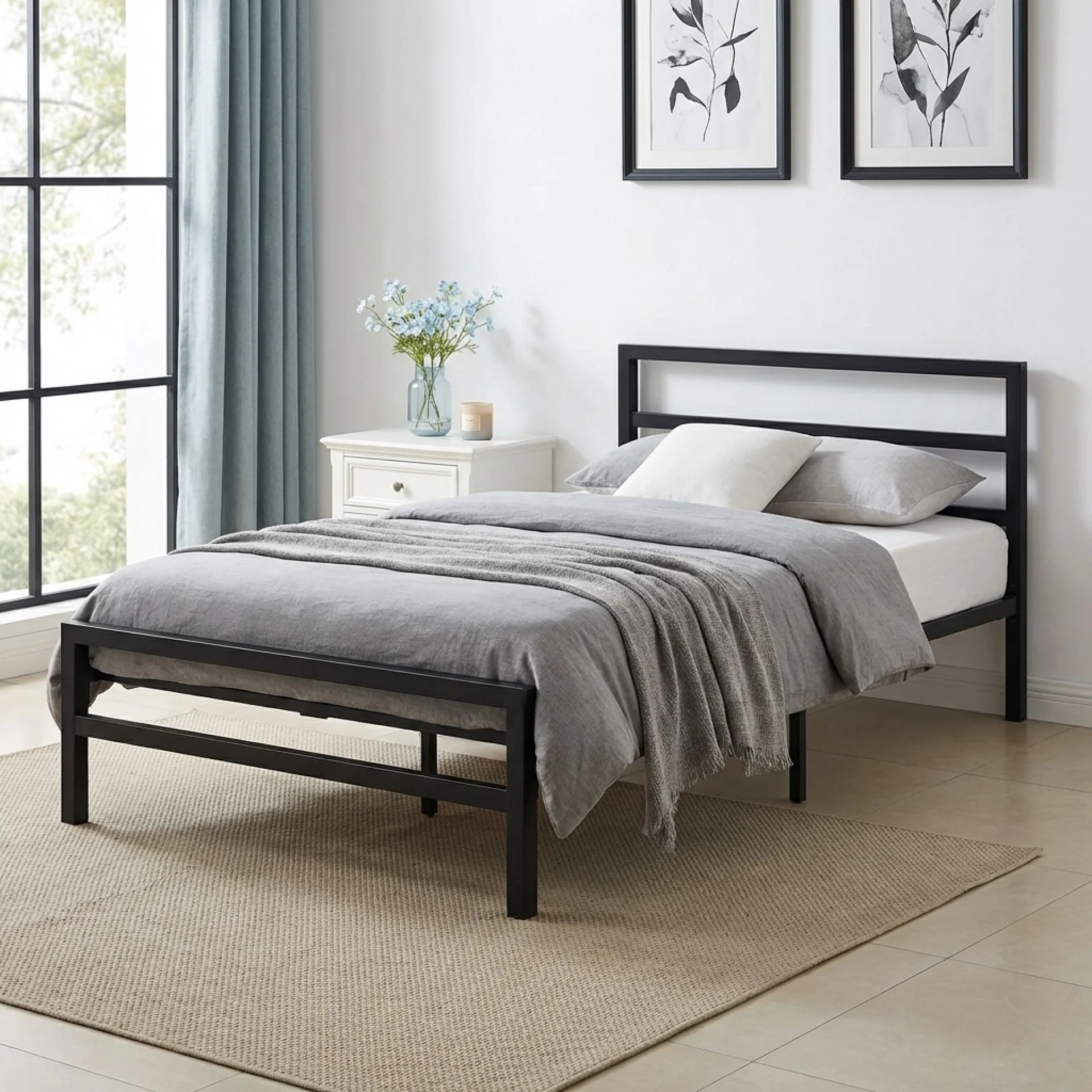 Dowe King Single Metal Bed Frame - Black - Image 5